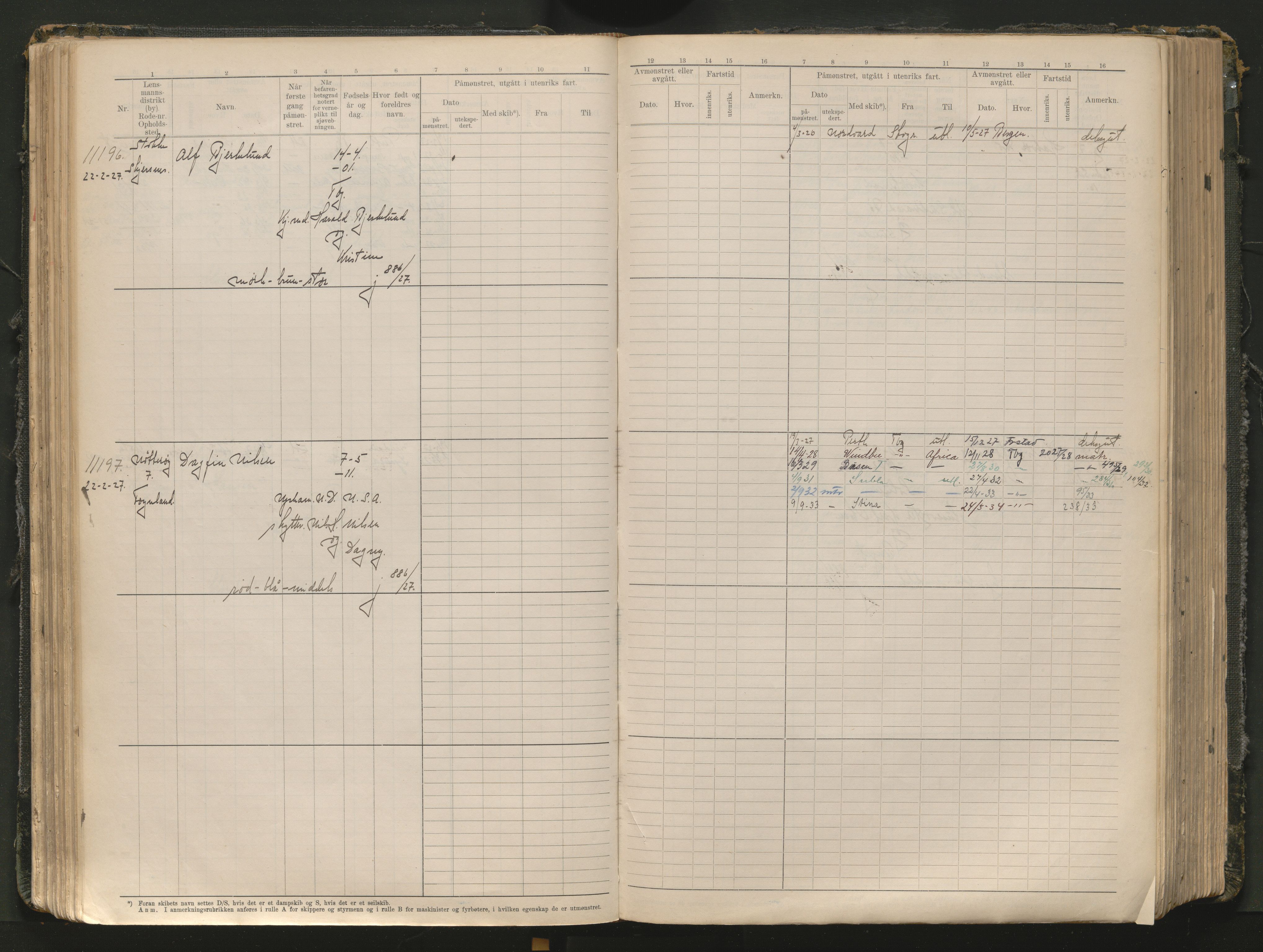 Tønsberg innrulleringskontor, AV/SAKO-A-786/F/Fc/Fcb/L0012: Hovedrulle Patent nr. 10828-12216, 1925-1948