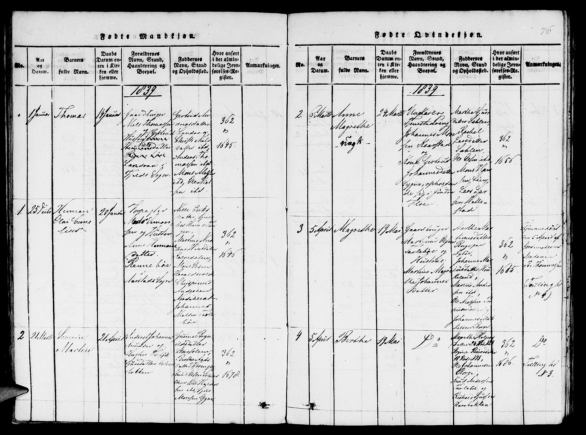 St. Jørgens hospital og Årstad sokneprestembete, AV/SAB-A-99934: Parish register (copy) no. A 1, 1816-1843, p. 76