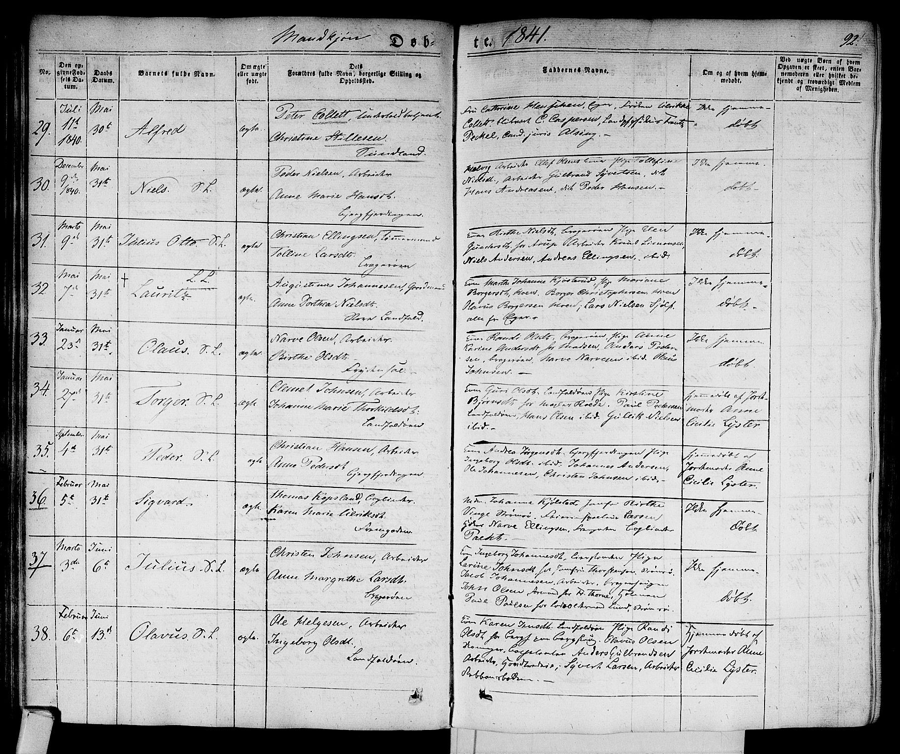 Bragernes kirkebøker, AV/SAKO-A-6/F/Fb/L0001: Parish register (official) no. II 1, 1830-1847, p. 92