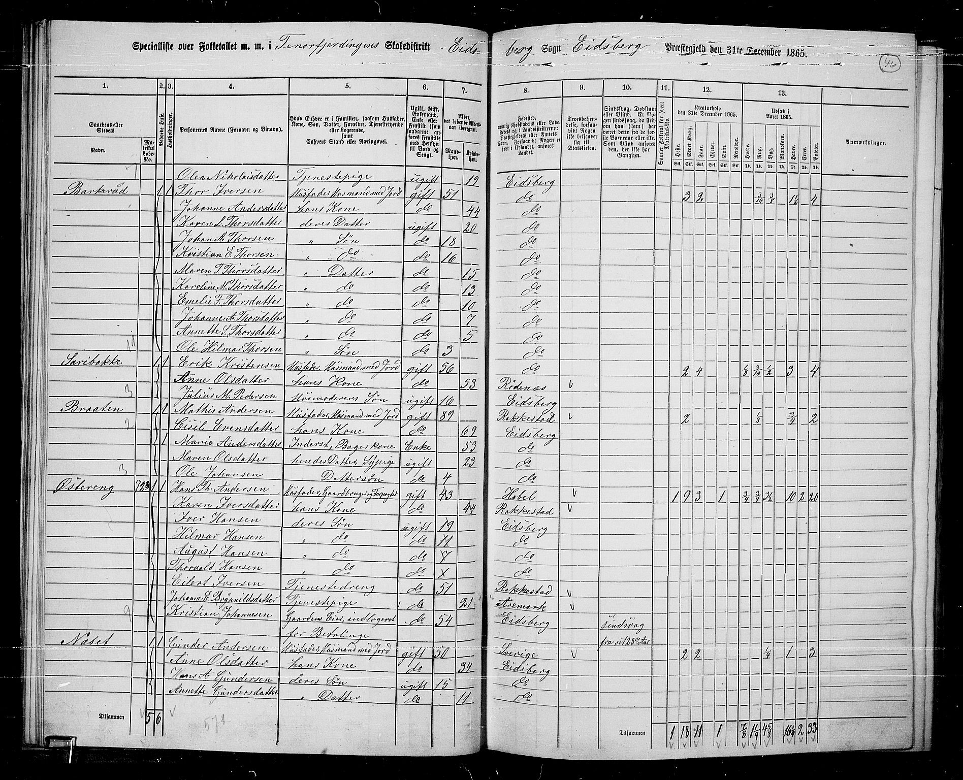 RA, 1865 census for Eidsberg, 1865, p. 41