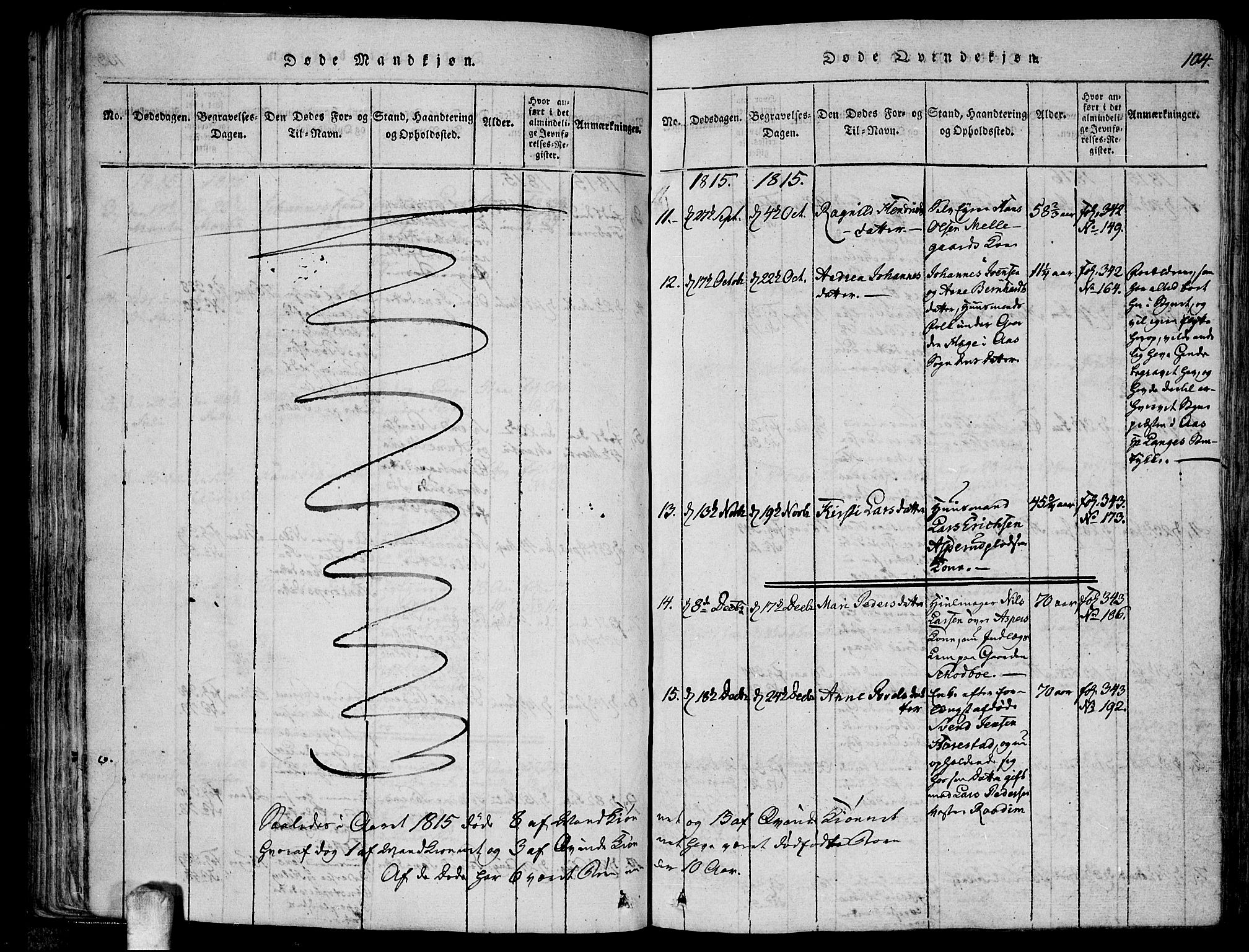 Kråkstad prestekontor Kirkebøker, SAO/A-10125a/F/Fa/L0003: Parish register (official) no. I 3, 1813-1824, p. 104