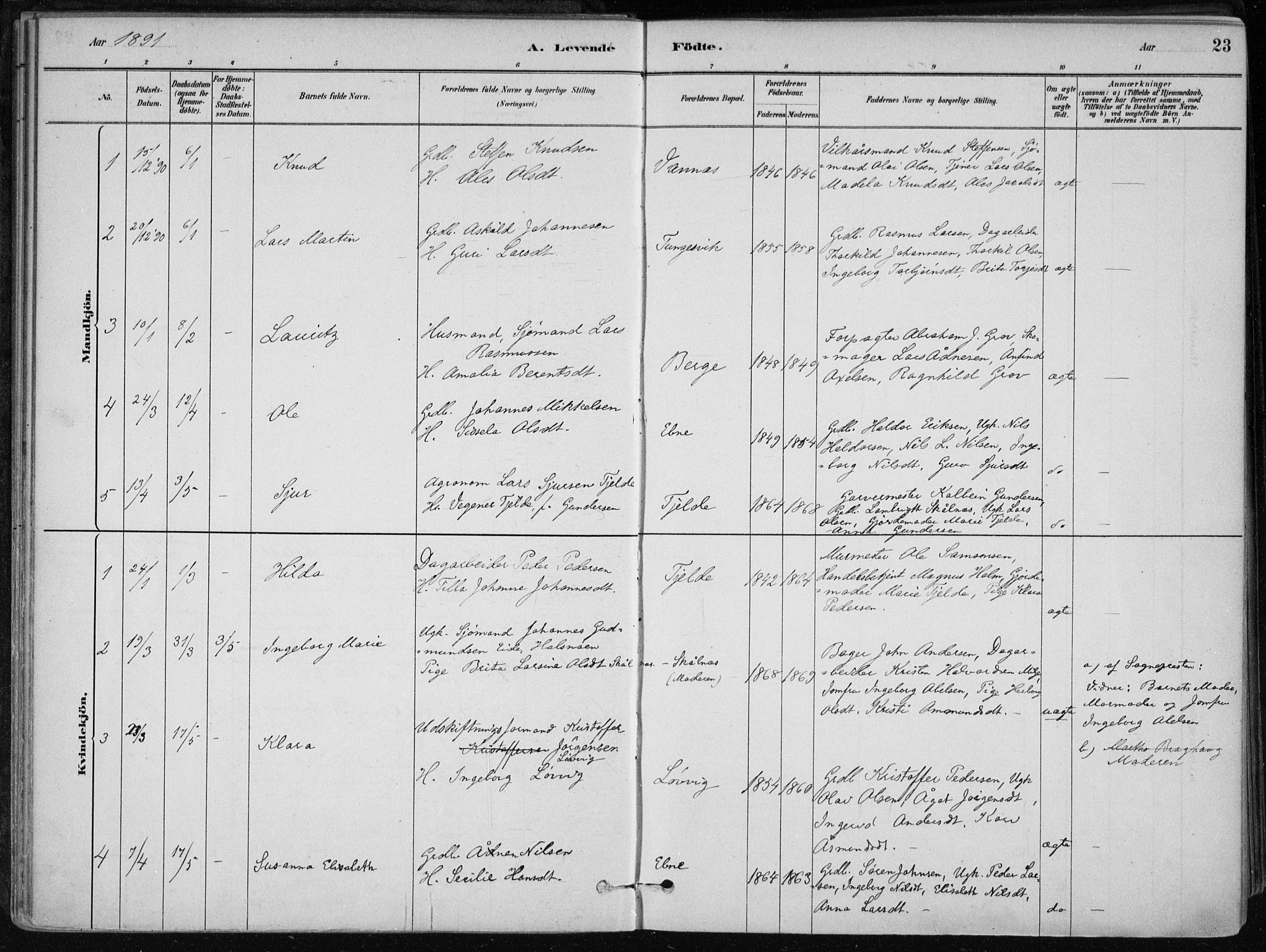 Skånevik sokneprestembete, SAB/A-77801/H/Haa: Parish register (official) no. B 1, 1879-1914, p. 23