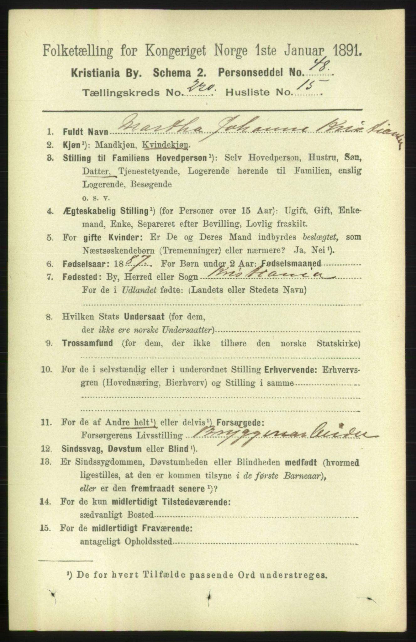 RA, 1891 census for 0301 Kristiania, 1891, p. 131446
