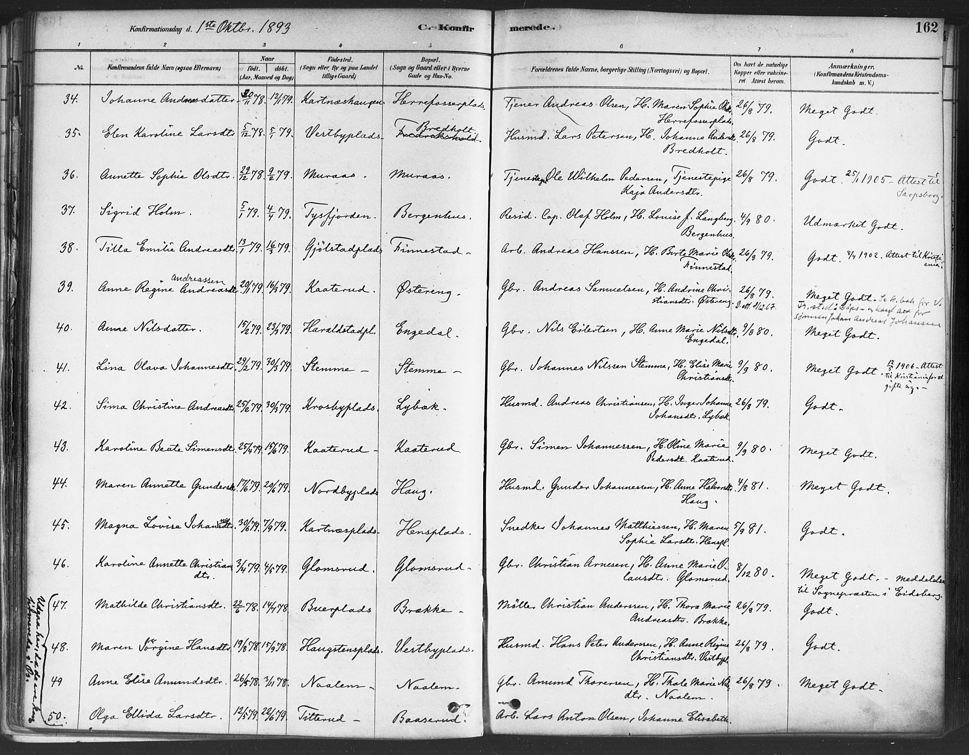 Rakkestad prestekontor Kirkebøker, AV/SAO-A-2008/F/Fa/L0012: Parish register (official) no. I 12, 1878-1893, p. 162