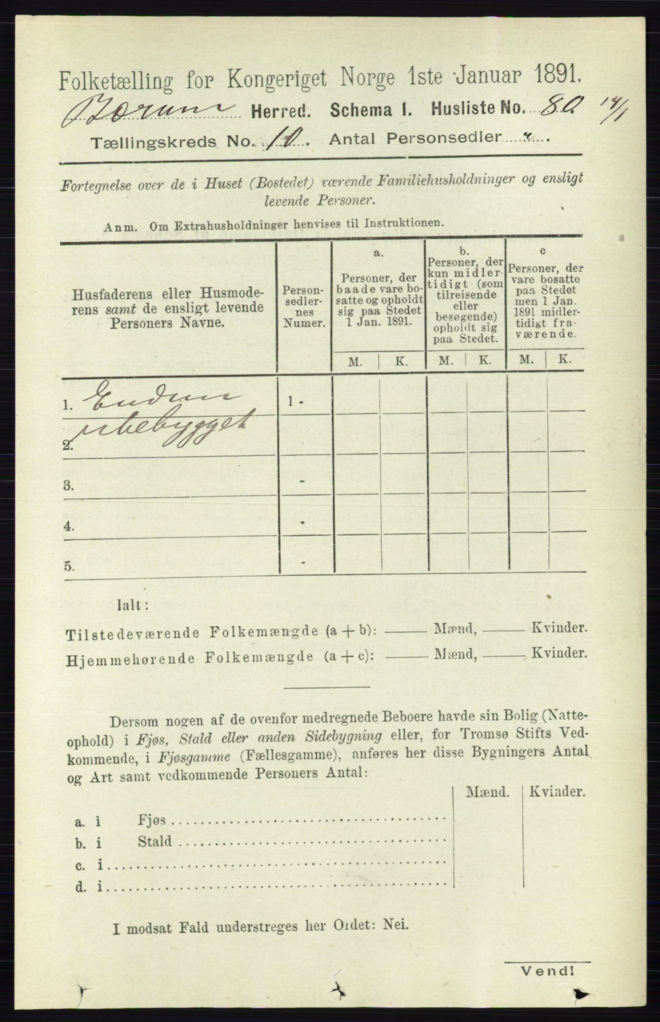 RA, 1891 census for 0219 Bærum, 1891, p. 6364