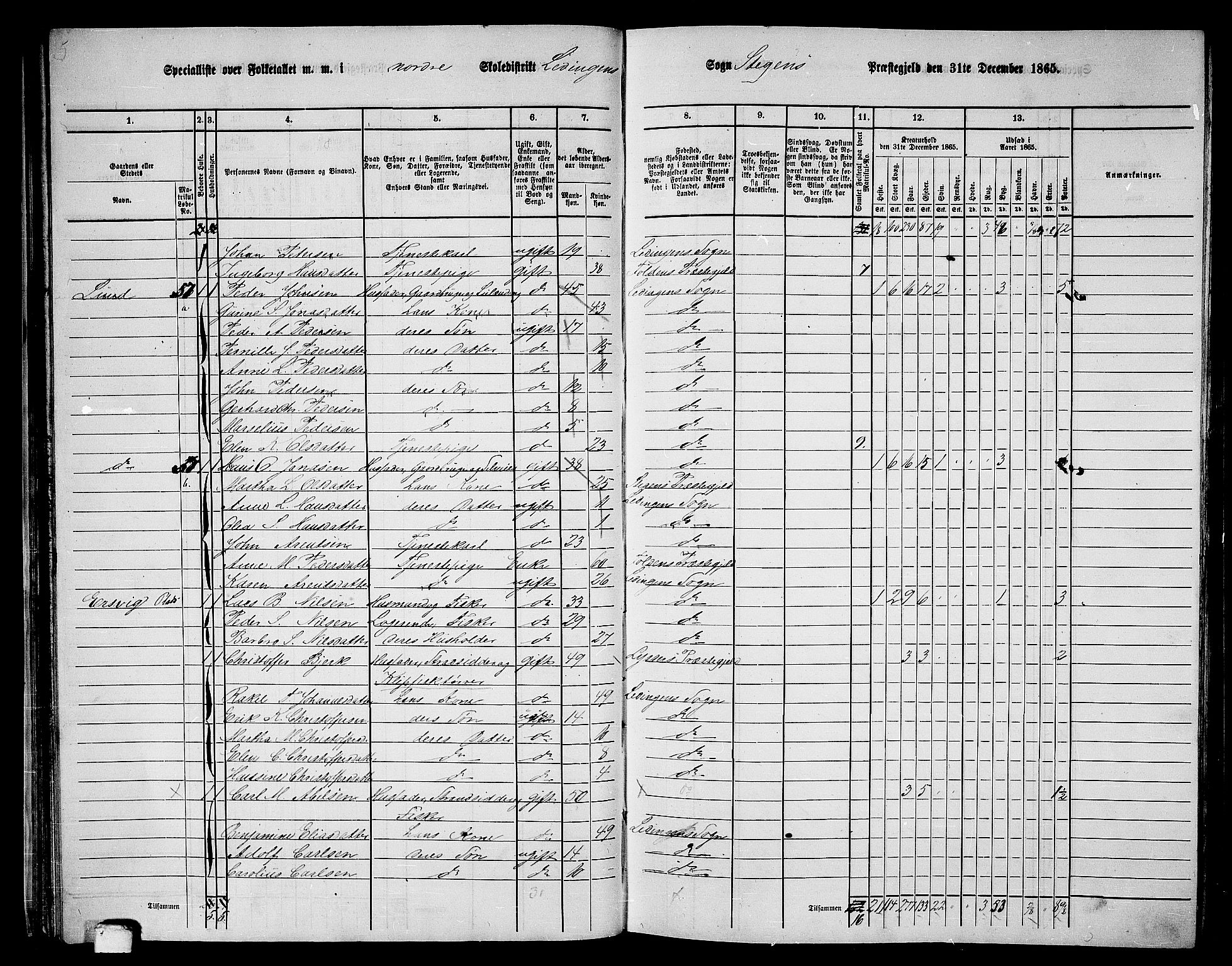 RA, 1865 census for Steigen, 1865, p. 34