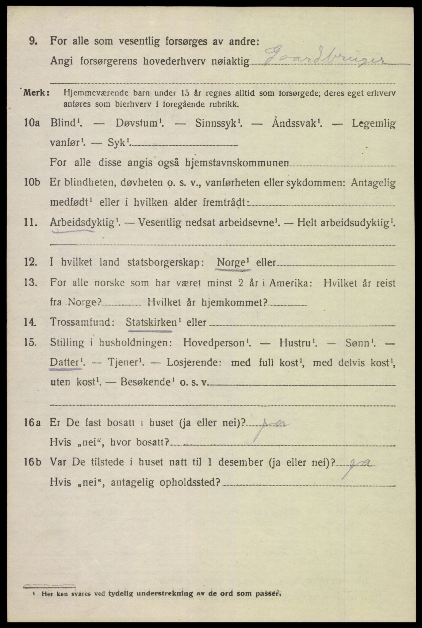 SAK, 1920 census for Øvre Sirdal, 1920, p. 424