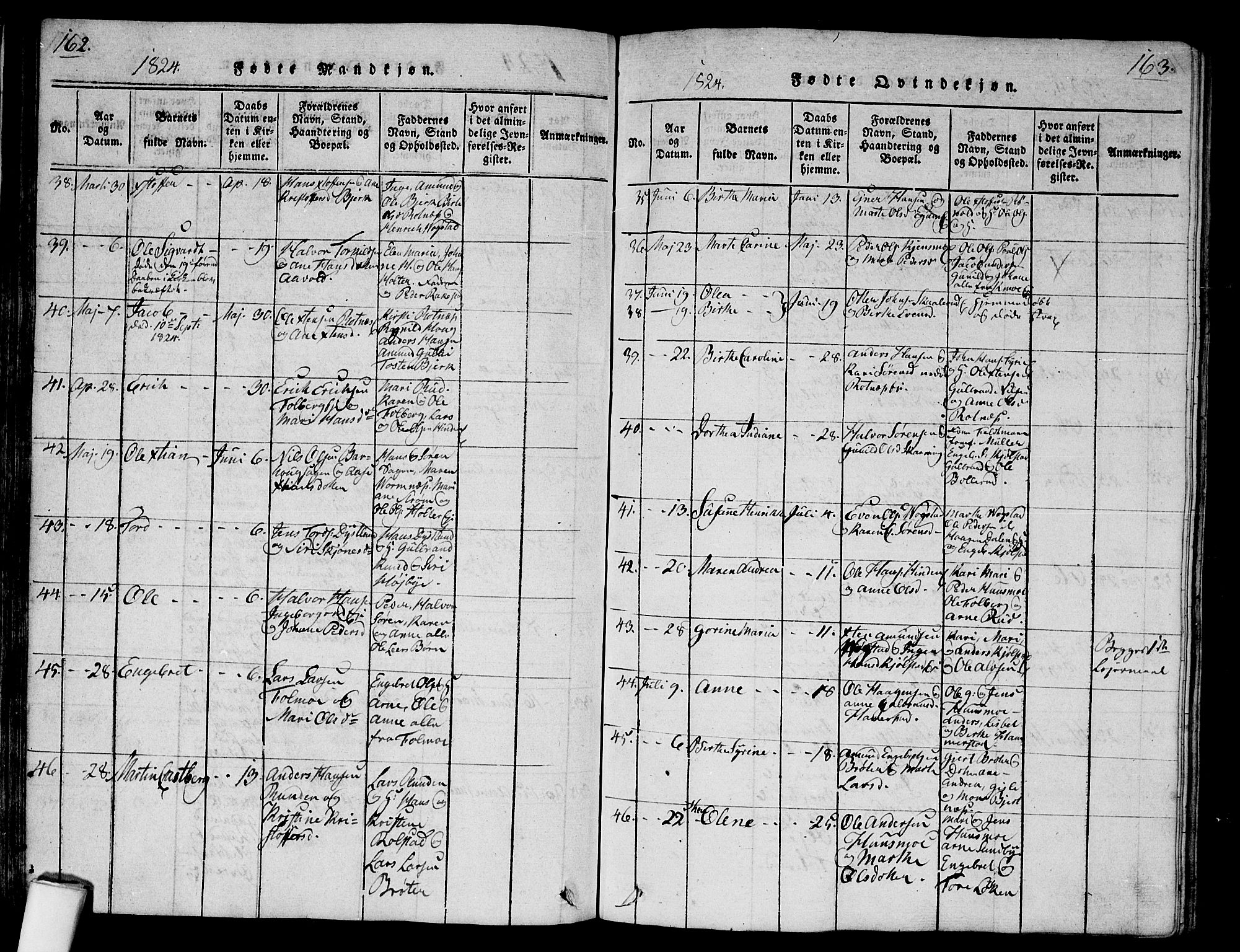 Nes prestekontor Kirkebøker, SAO/A-10410/G/Ga/L0001: Parish register (copy) no. I 1, 1815-1835, p. 162-163