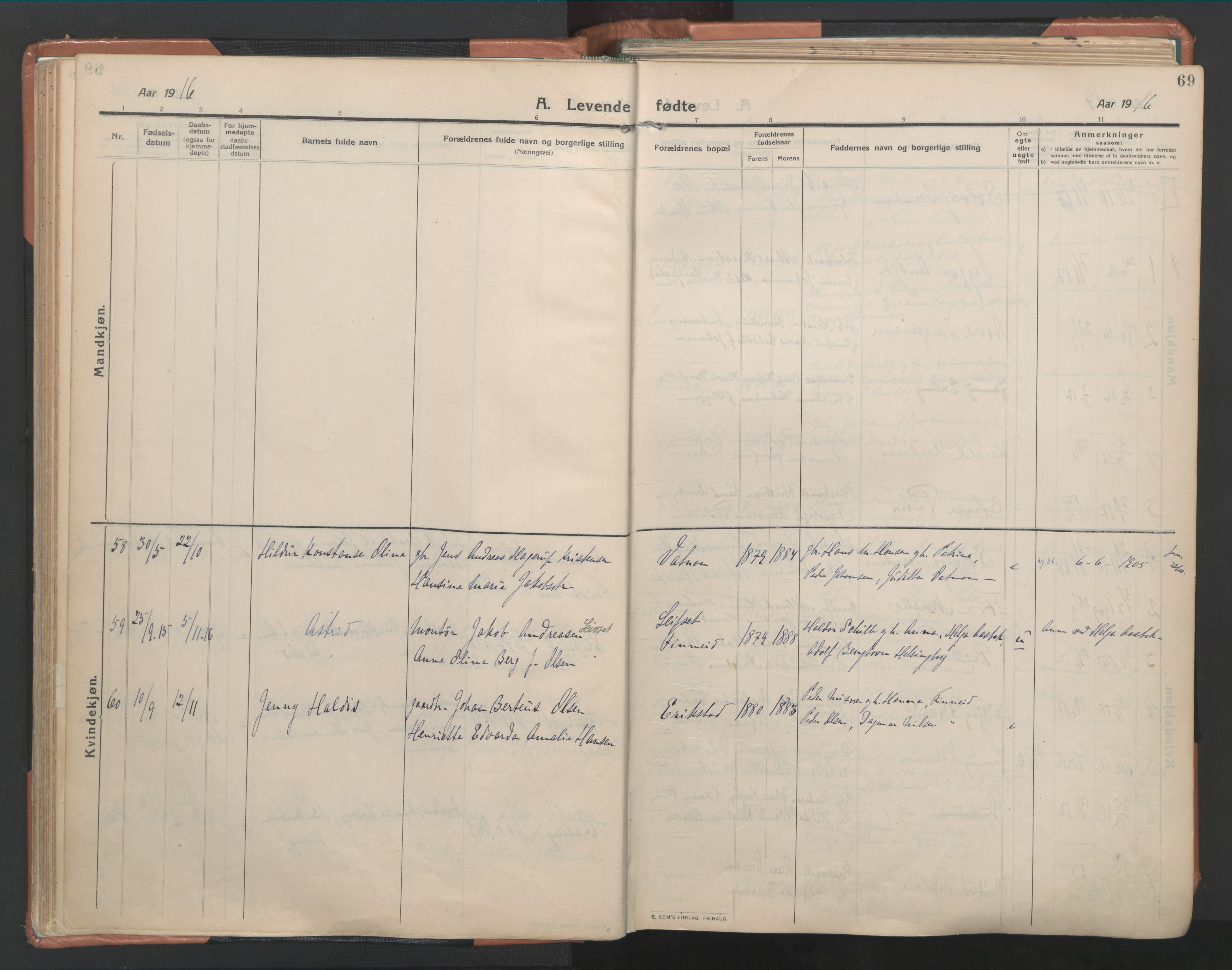 Ministerialprotokoller, klokkerbøker og fødselsregistre - Nordland, AV/SAT-A-1459/849/L0698: Parish register (official) no. 849A09, 1911-1924, p. 69