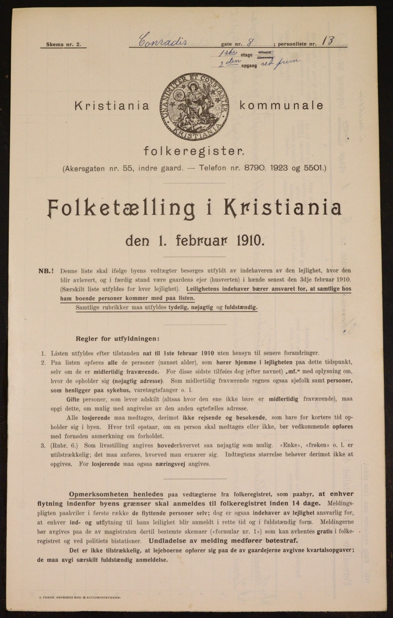 OBA, Municipal Census 1910 for Kristiania, 1910, p. 13027