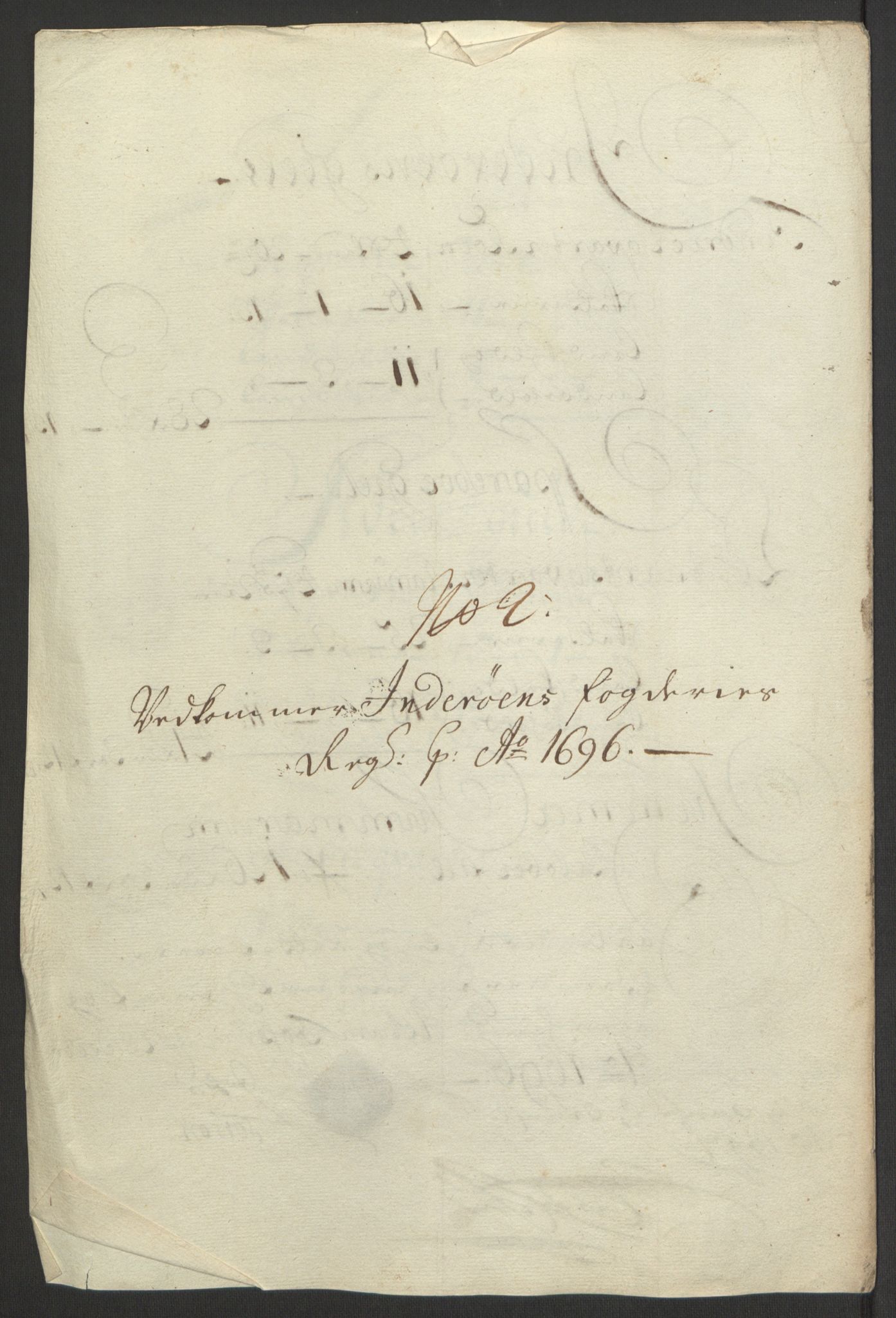 Rentekammeret inntil 1814, Reviderte regnskaper, Fogderegnskap, AV/RA-EA-4092/R63/L4309: Fogderegnskap Inderøy, 1695-1697, p. 323