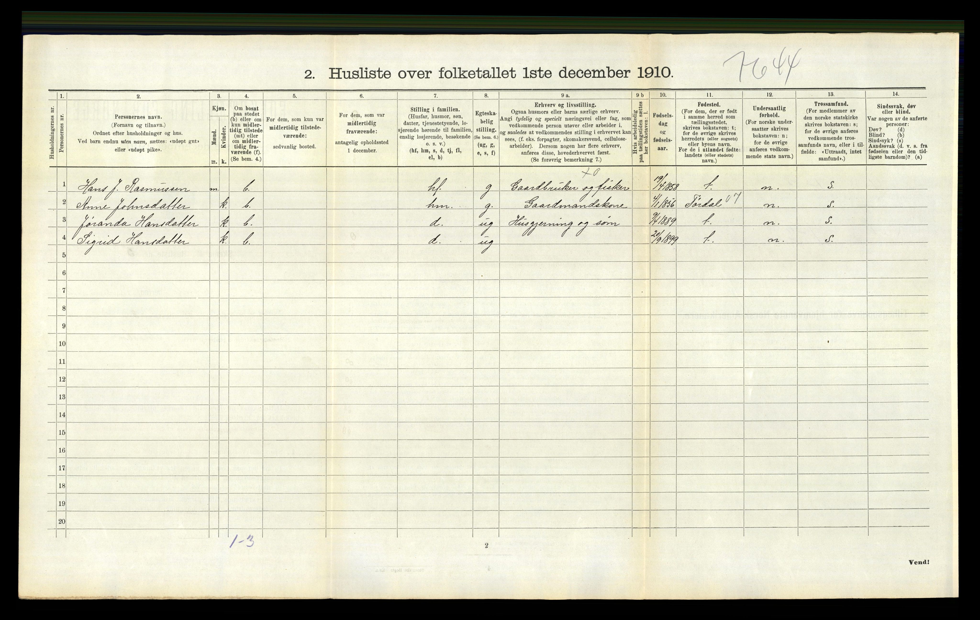 RA, 1910 census for Bamble, 1910, p. 1493