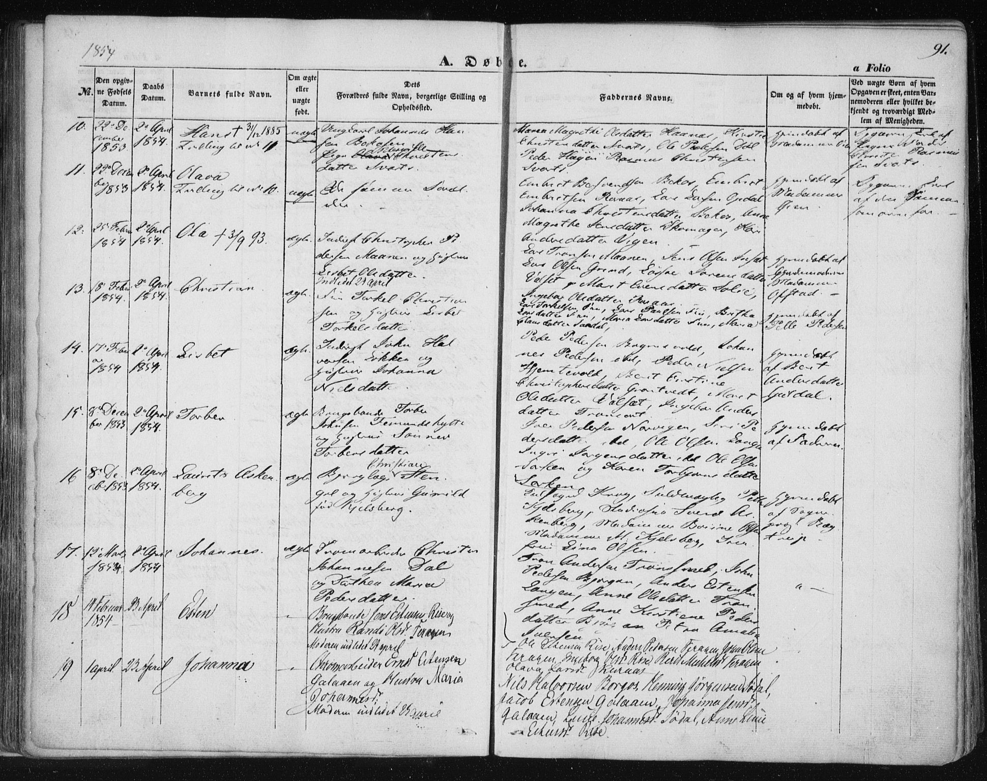 Ministerialprotokoller, klokkerbøker og fødselsregistre - Sør-Trøndelag, SAT/A-1456/681/L0931: Parish register (official) no. 681A09, 1845-1859, p. 91