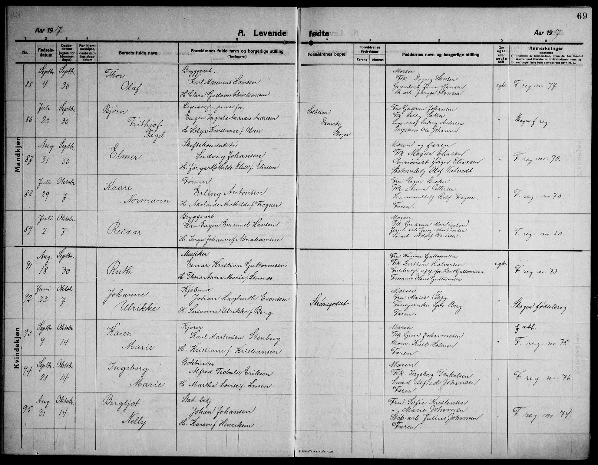 Strømsø kirkebøker, AV/SAKO-A-246/F/Fa/L0029: Parish register (official) no. I 27, 1915-1930, p. 69