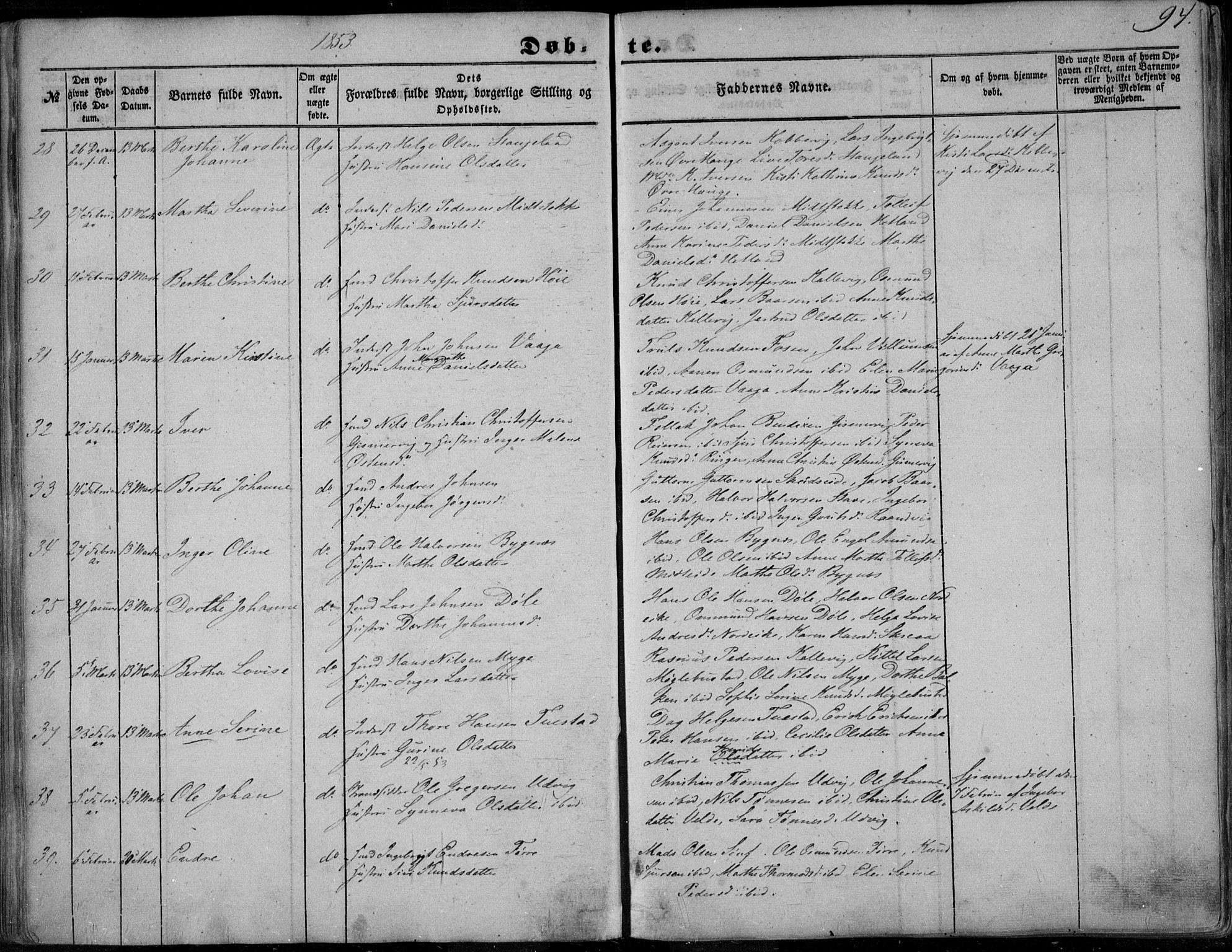 Avaldsnes sokneprestkontor, SAST/A -101851/H/Ha/Haa/L0008: Parish register (official) no. A 8, 1847-1857, p. 94