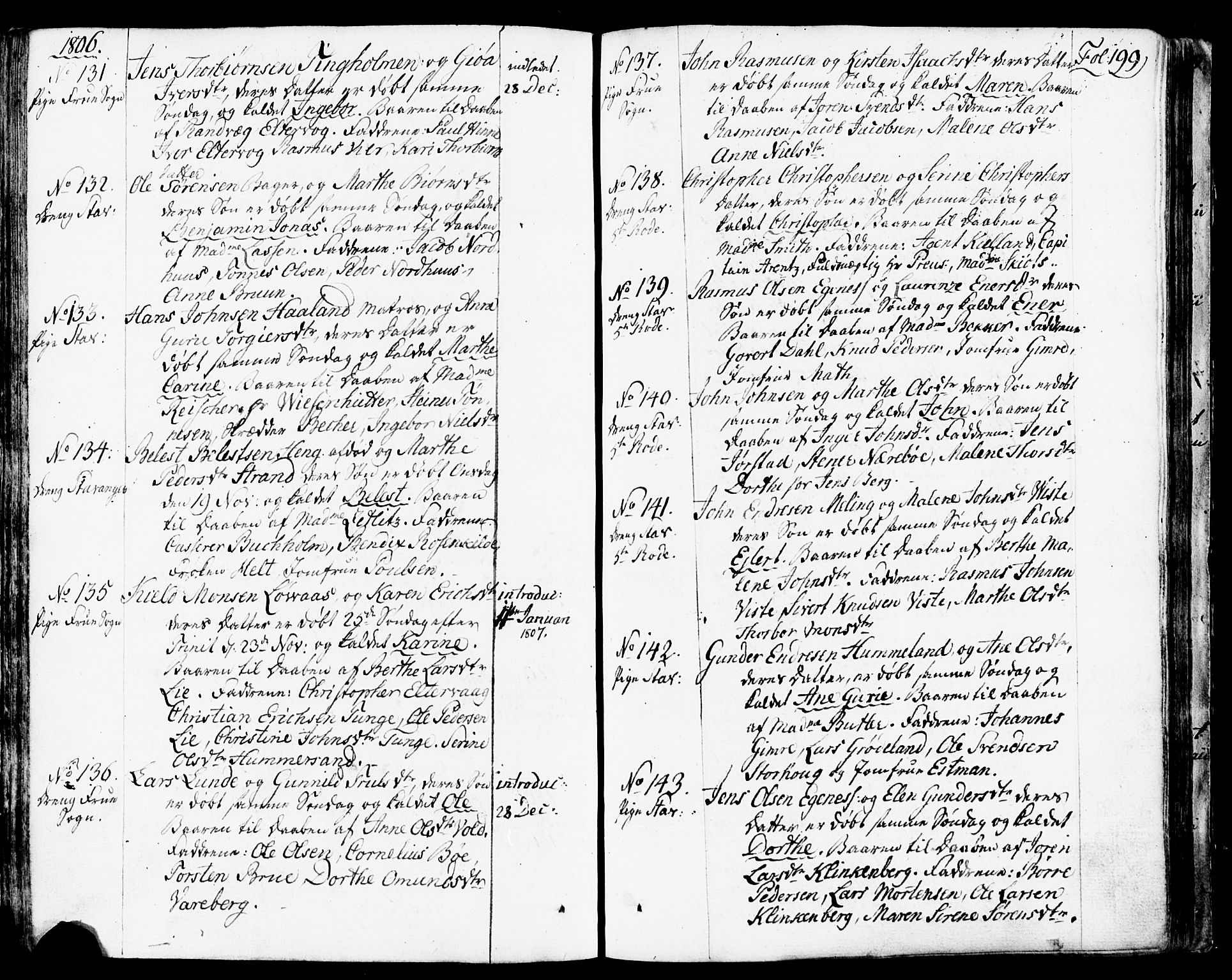Domkirken sokneprestkontor, SAST/A-101812/001/30/30BB/L0007: Parish register (copy) no. B 7, 1791-1813, p. 199
