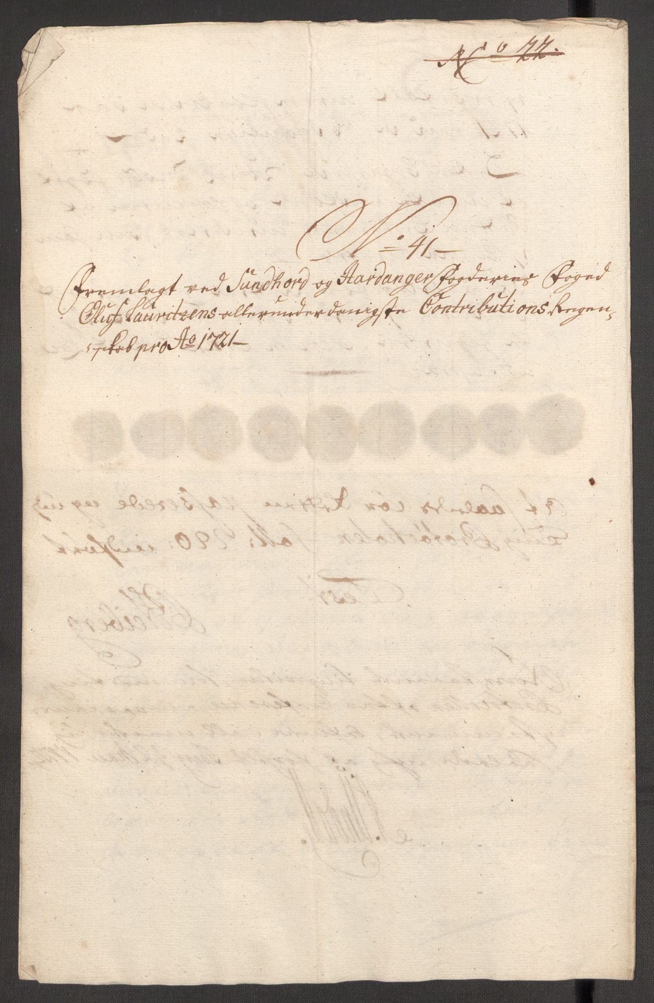 Rentekammeret inntil 1814, Reviderte regnskaper, Fogderegnskap, AV/RA-EA-4092/R48/L3000: Fogderegnskap Sunnhordland og Hardanger, 1721, p. 287