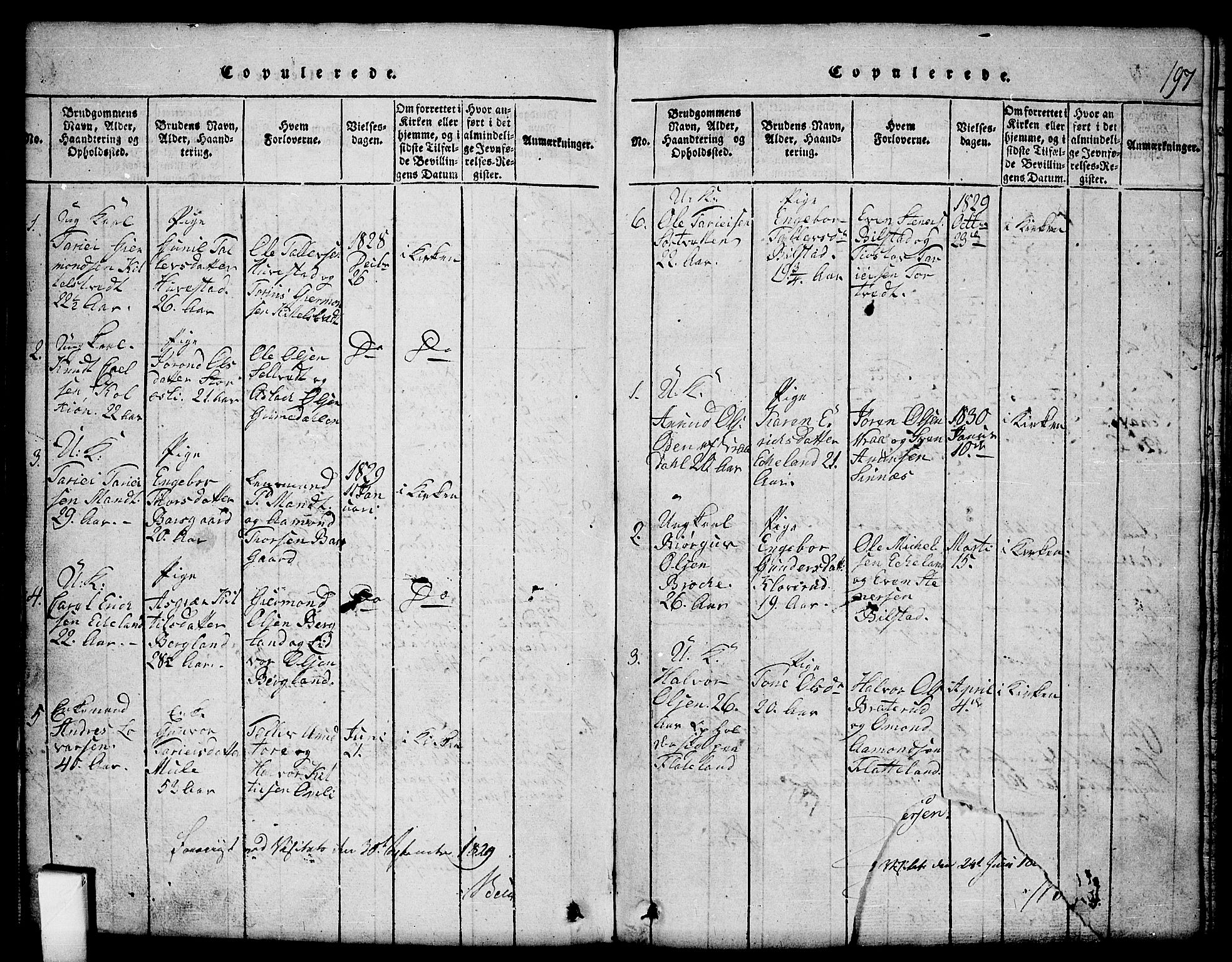 Mo kirkebøker, SAKO/A-286/G/Gb/L0001: Parish register (copy) no. II 1, 1814-1843, p. 197