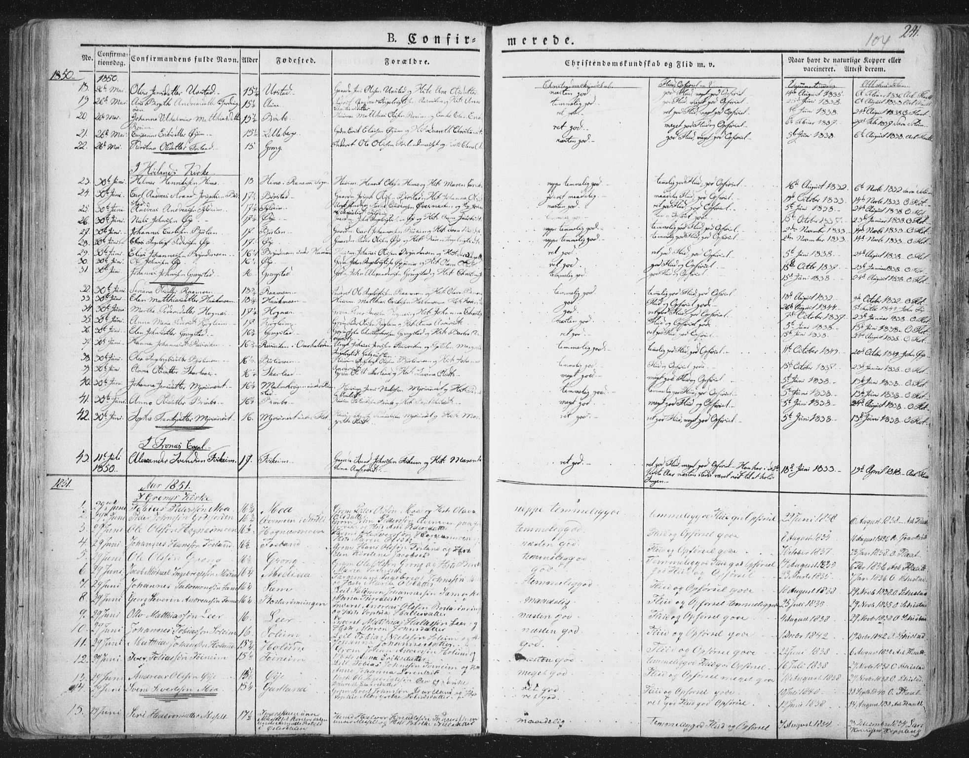 Ministerialprotokoller, klokkerbøker og fødselsregistre - Nord-Trøndelag, AV/SAT-A-1458/758/L0513: Parish register (official) no. 758A02 /1, 1839-1868, p. 104