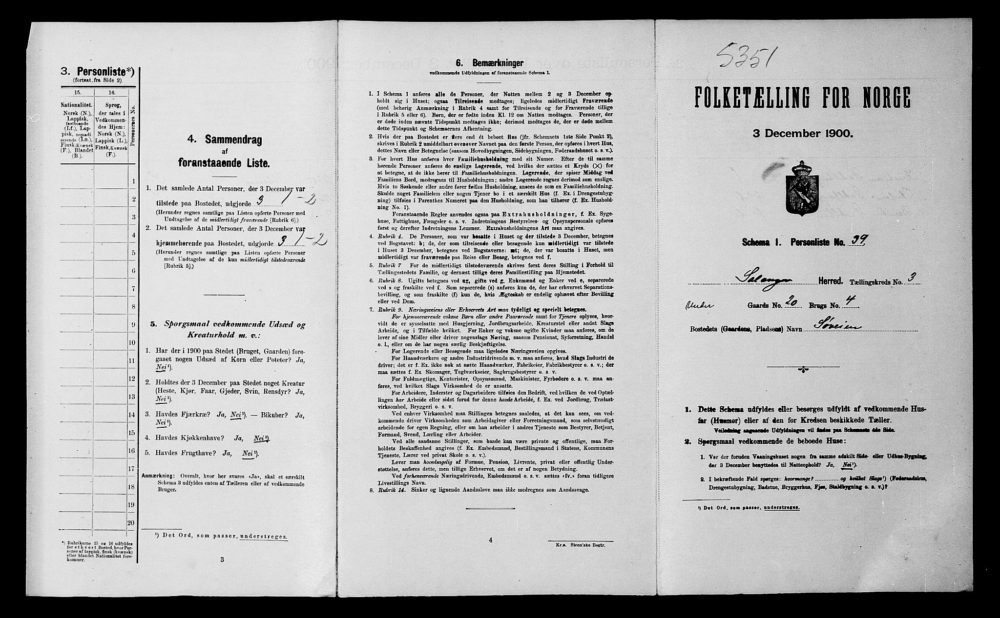 SATØ, 1900 census for Salangen, 1900, p. 311