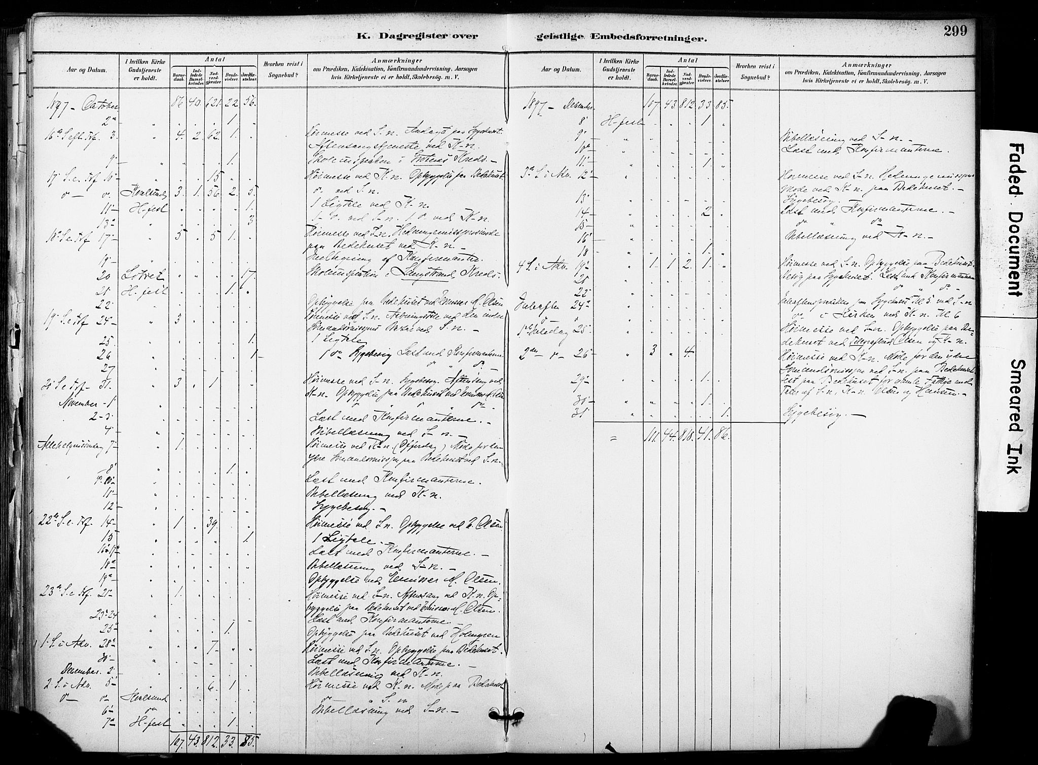 Hammerfest sokneprestkontor, AV/SATØ-S-1347/H/Ha/L0009.kirke: Parish register (official) no. 9, 1889-1897, p. 299