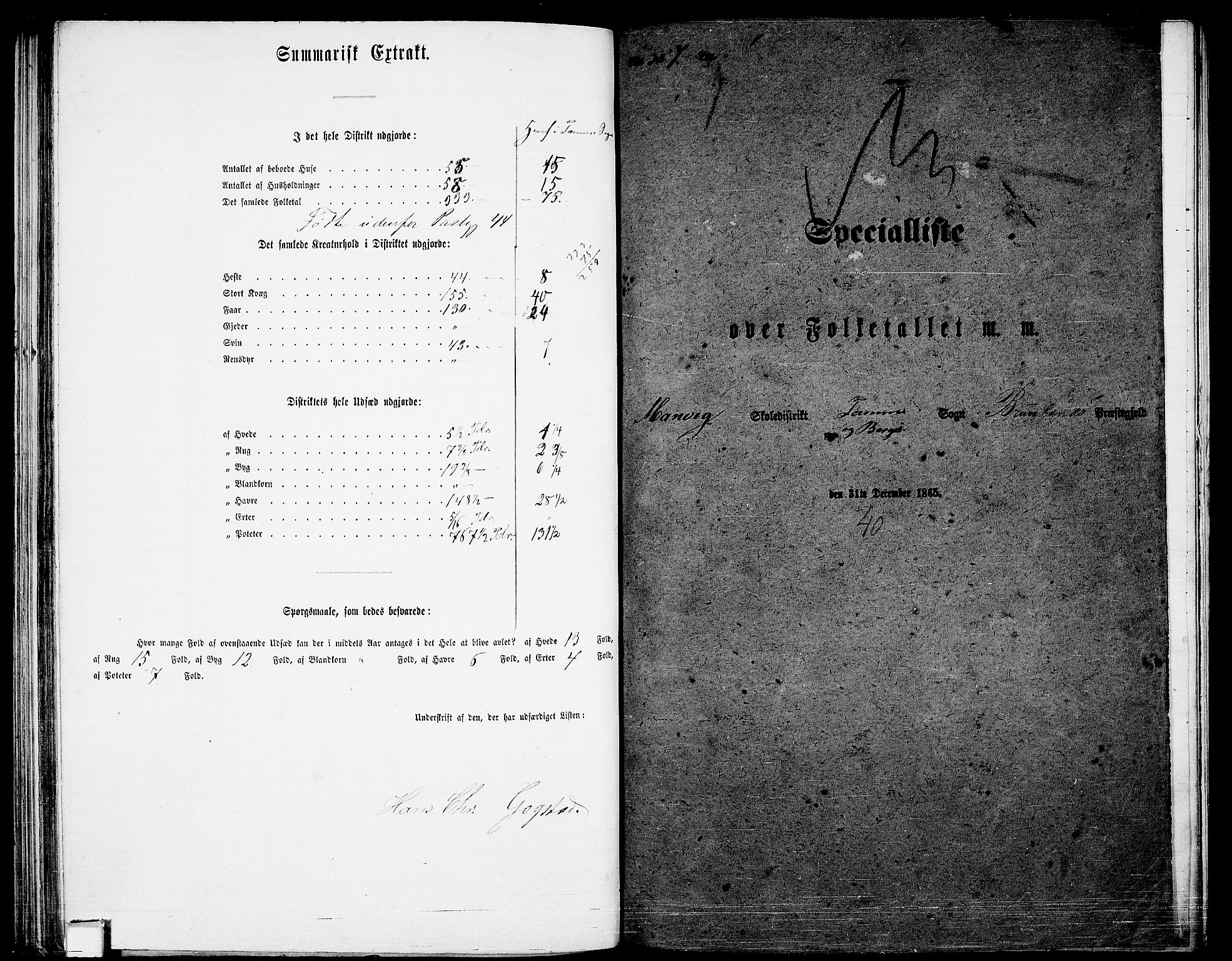 RA, 1865 census for Brunlanes, 1865, p. 127