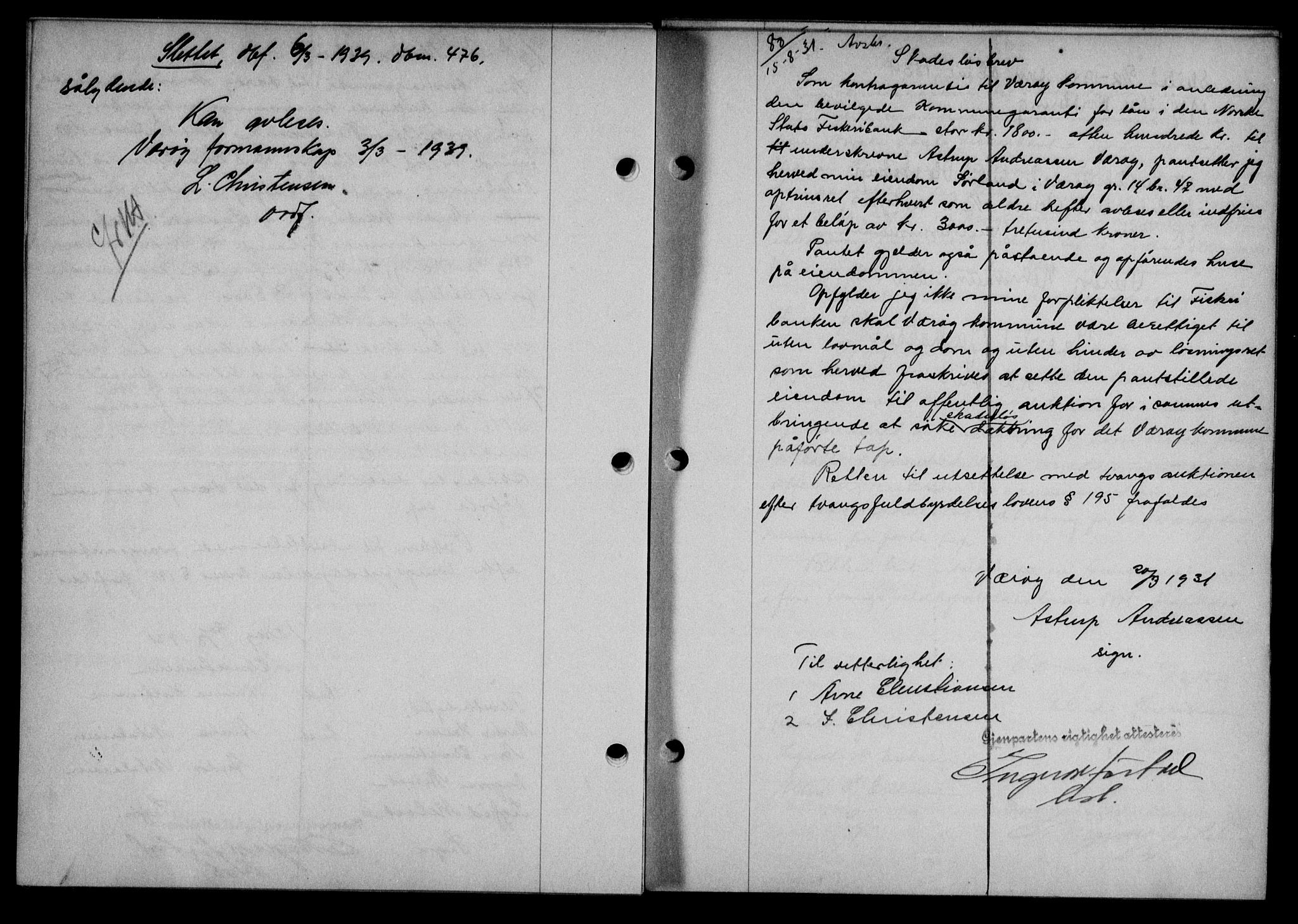 Lofoten sorenskriveri, SAT/A-0017/1/2/2C/L0024b: Mortgage book no. 24b, 1931-1931, Deed date: 01.09.1931