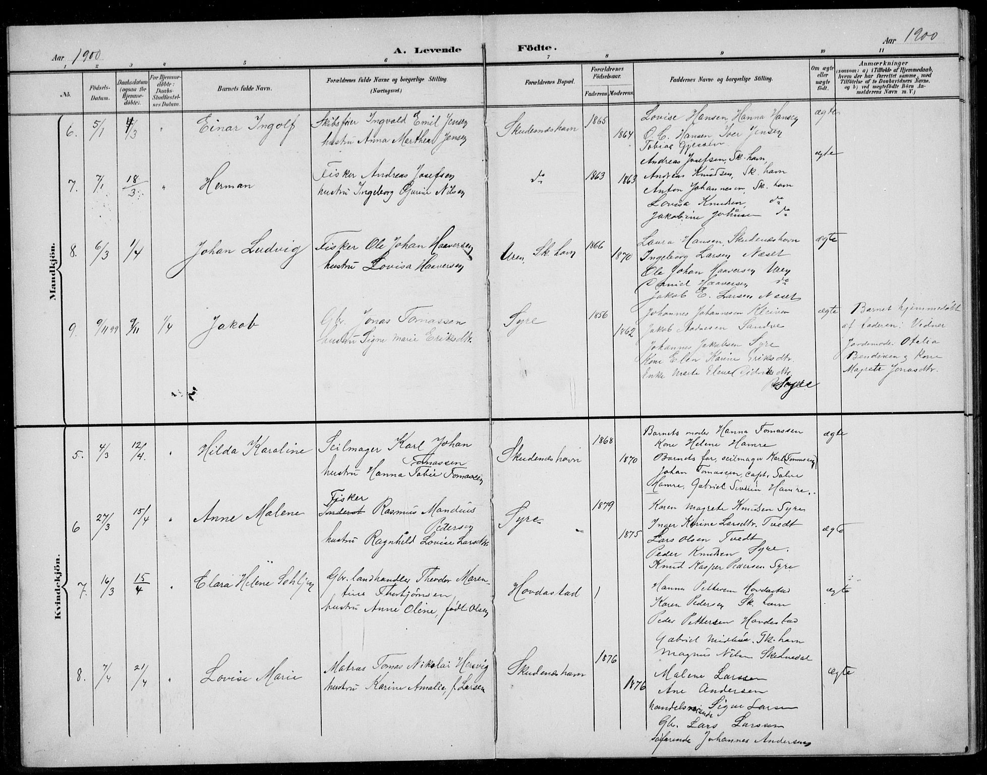 Skudenes sokneprestkontor, AV/SAST-A -101849/H/Ha/Hab/L0008: Parish register (copy) no. B 8, 1900-1937