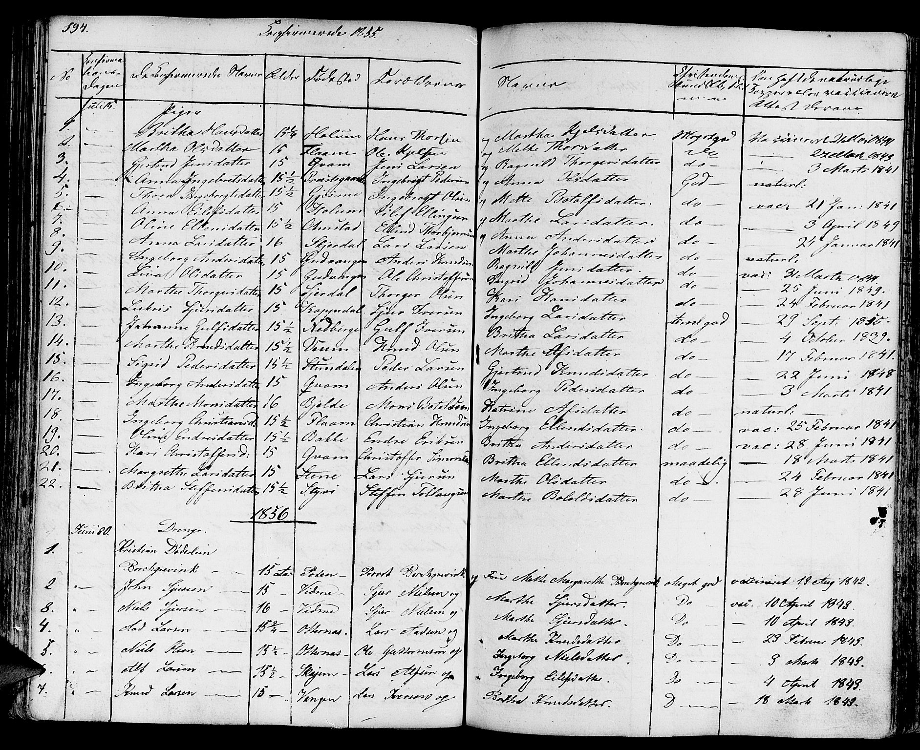 Aurland sokneprestembete, SAB/A-99937/H/Ha/Haa/L0006: Parish register (official) no. A 6, 1821-1859, p. 194