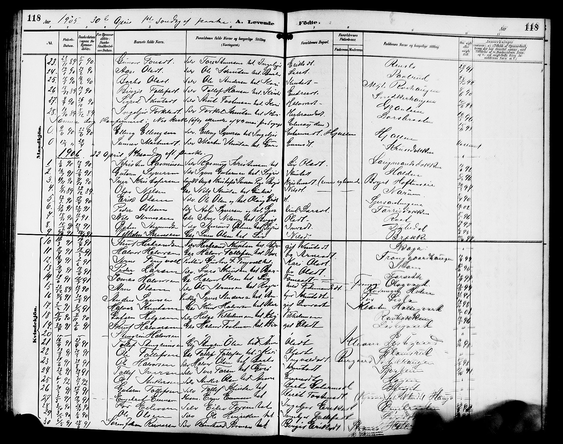 Gol kirkebøker, AV/SAKO-A-226/G/Ga/L0003: Parish register (copy) no. I 3, 1887-1914, p. 118