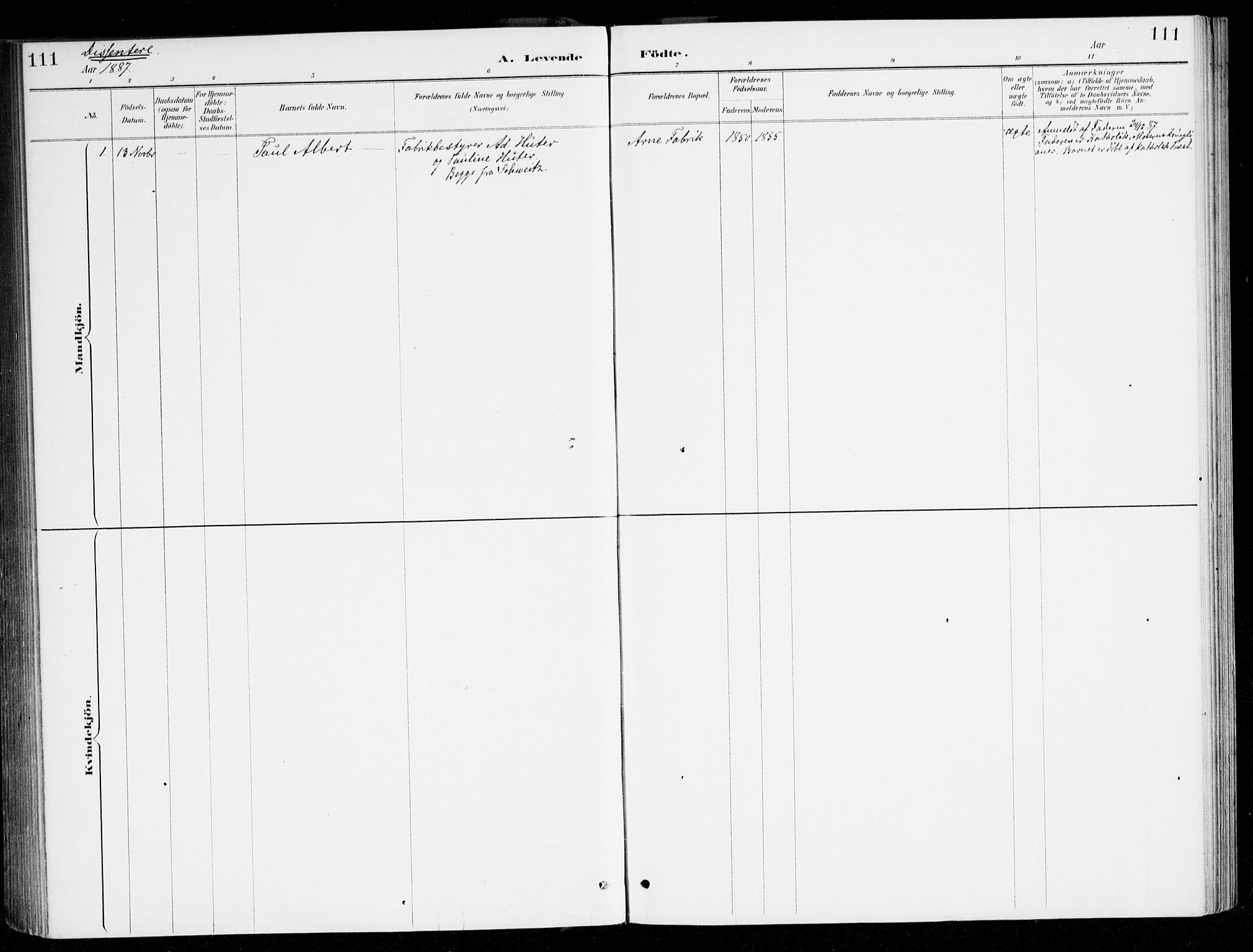 Haus sokneprestembete, SAB/A-75601/H/Haa/Haad/L0001: Parish register (official) no. D 1, 1887-1898, p. 111