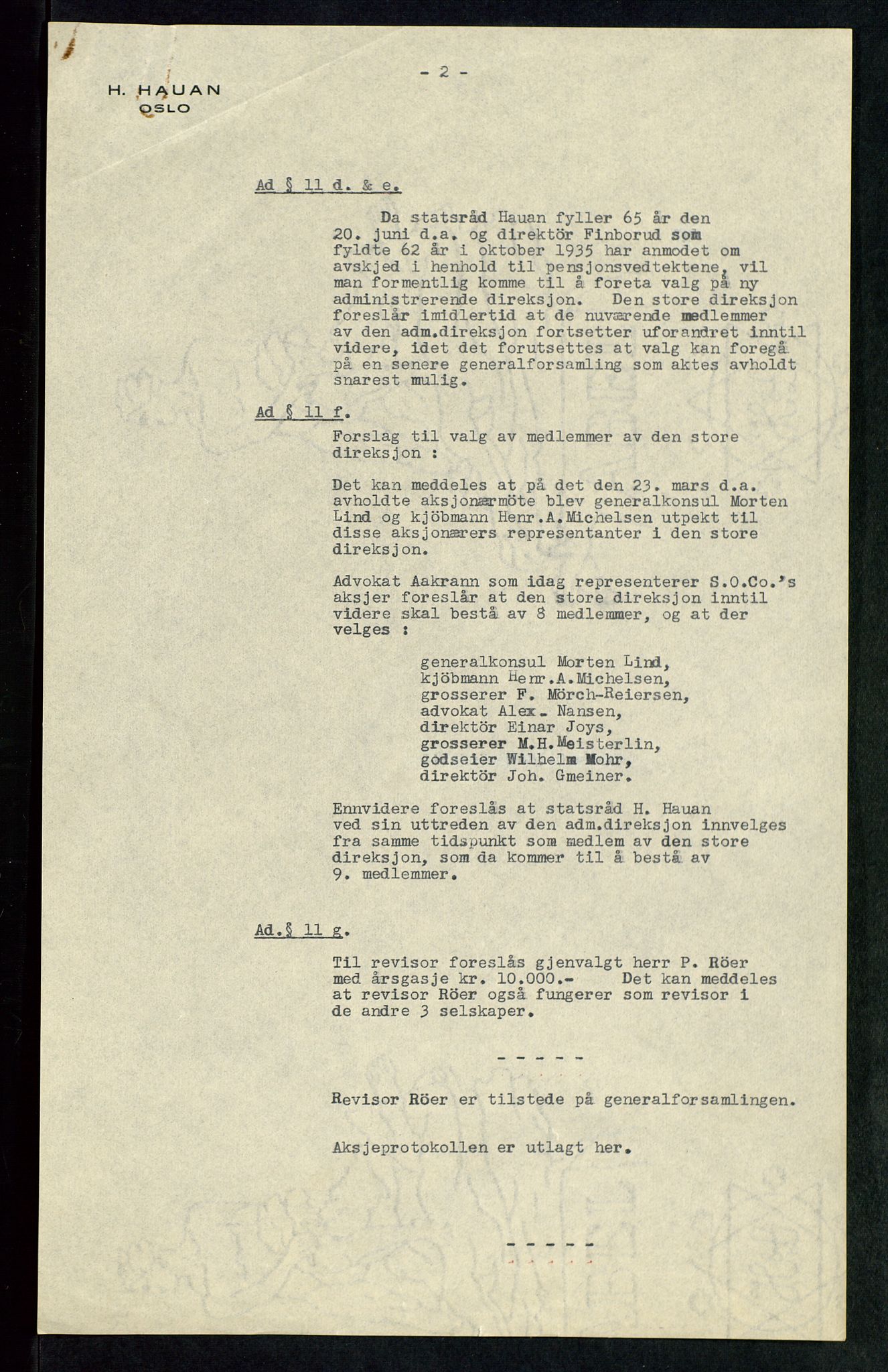 PA 1534 - Østlandske Petroleumscompagni A/S, SAST/A-101954/A/Aa/L0002/0004: Generalforsamlinger. / Generalforsamling, 1936, p. 11