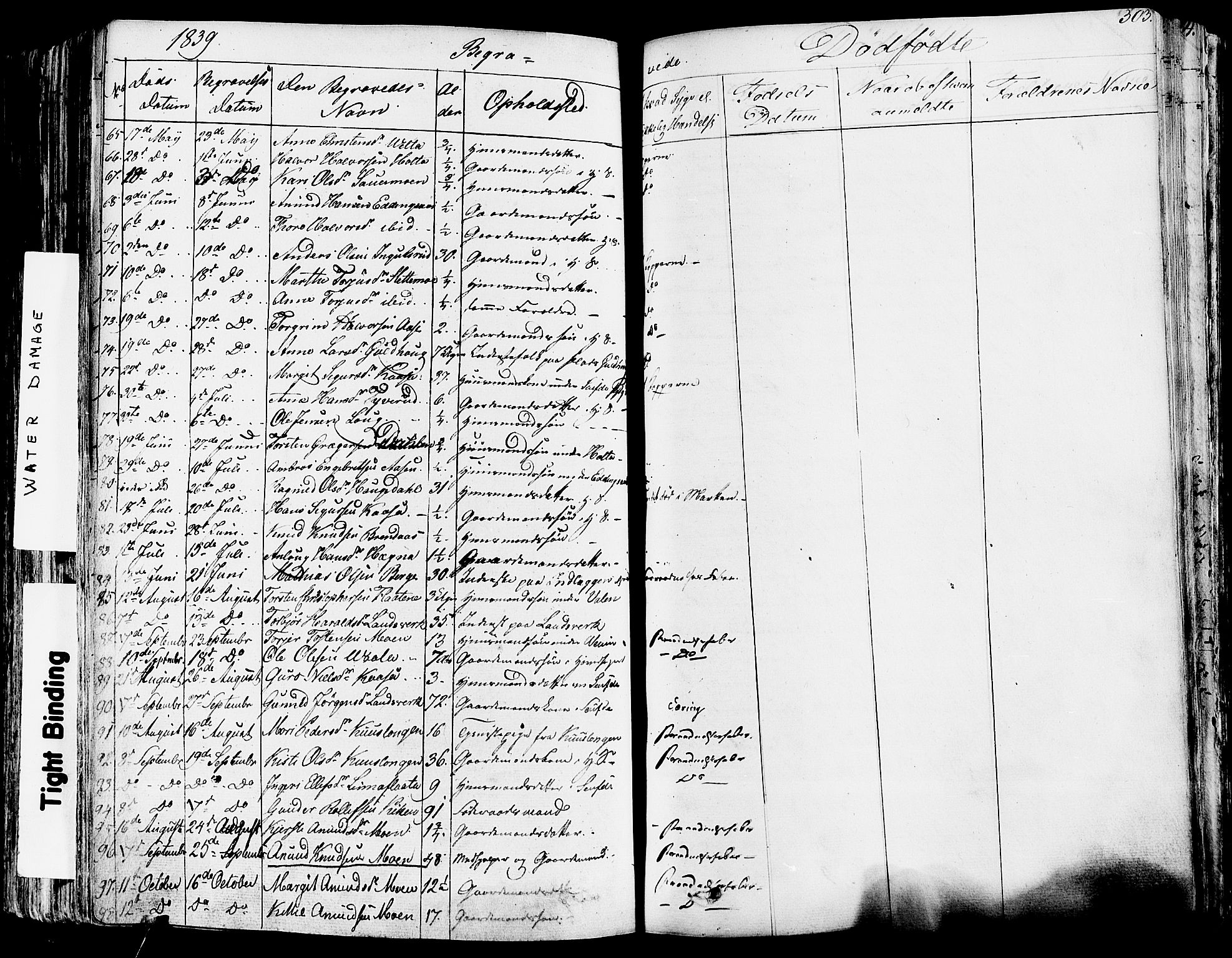 Sauherad kirkebøker, SAKO/A-298/F/Fa/L0006: Parish register (official) no. I 6, 1827-1850, p. 303