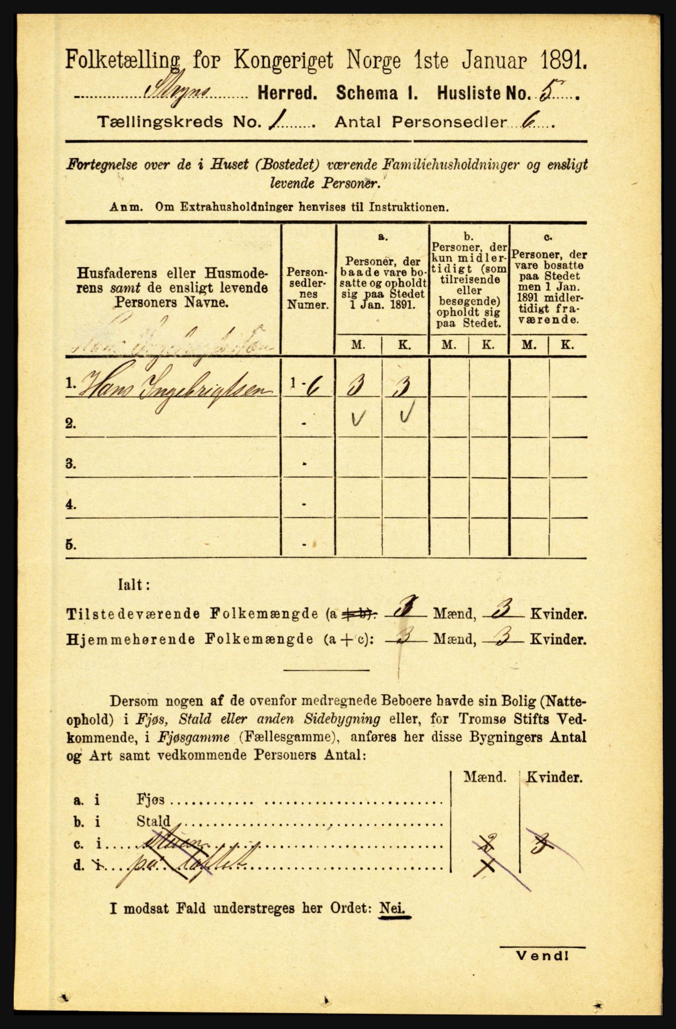 RA, 1891 census for 1448 Stryn, 1891, p. 33