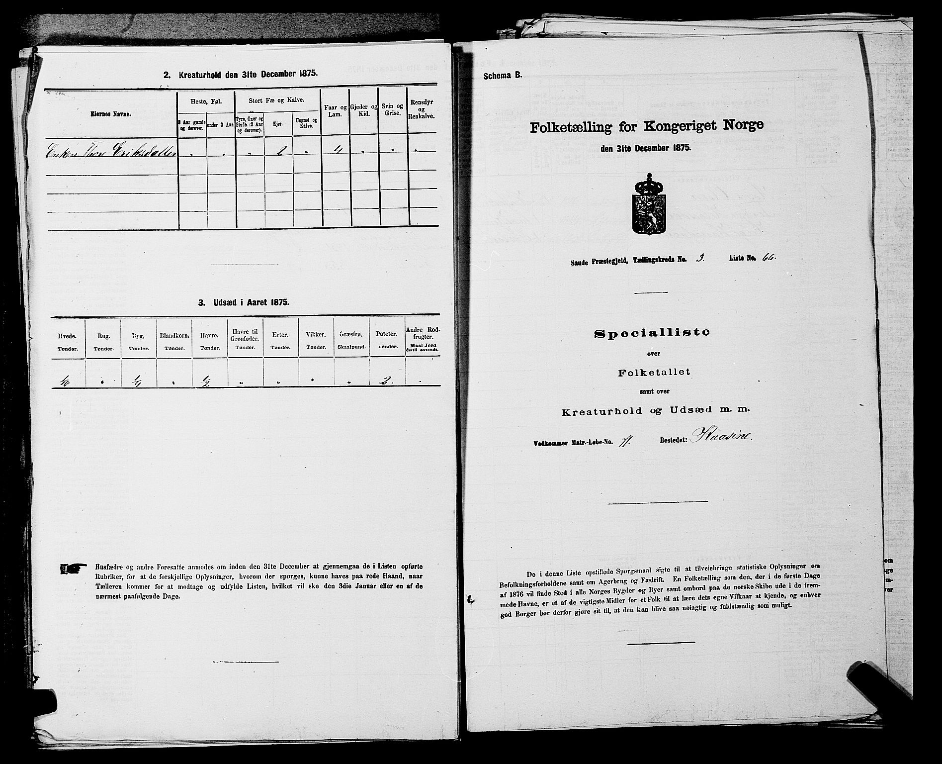 SAKO, 1875 census for 0822P Sauherad, 1875, p. 430