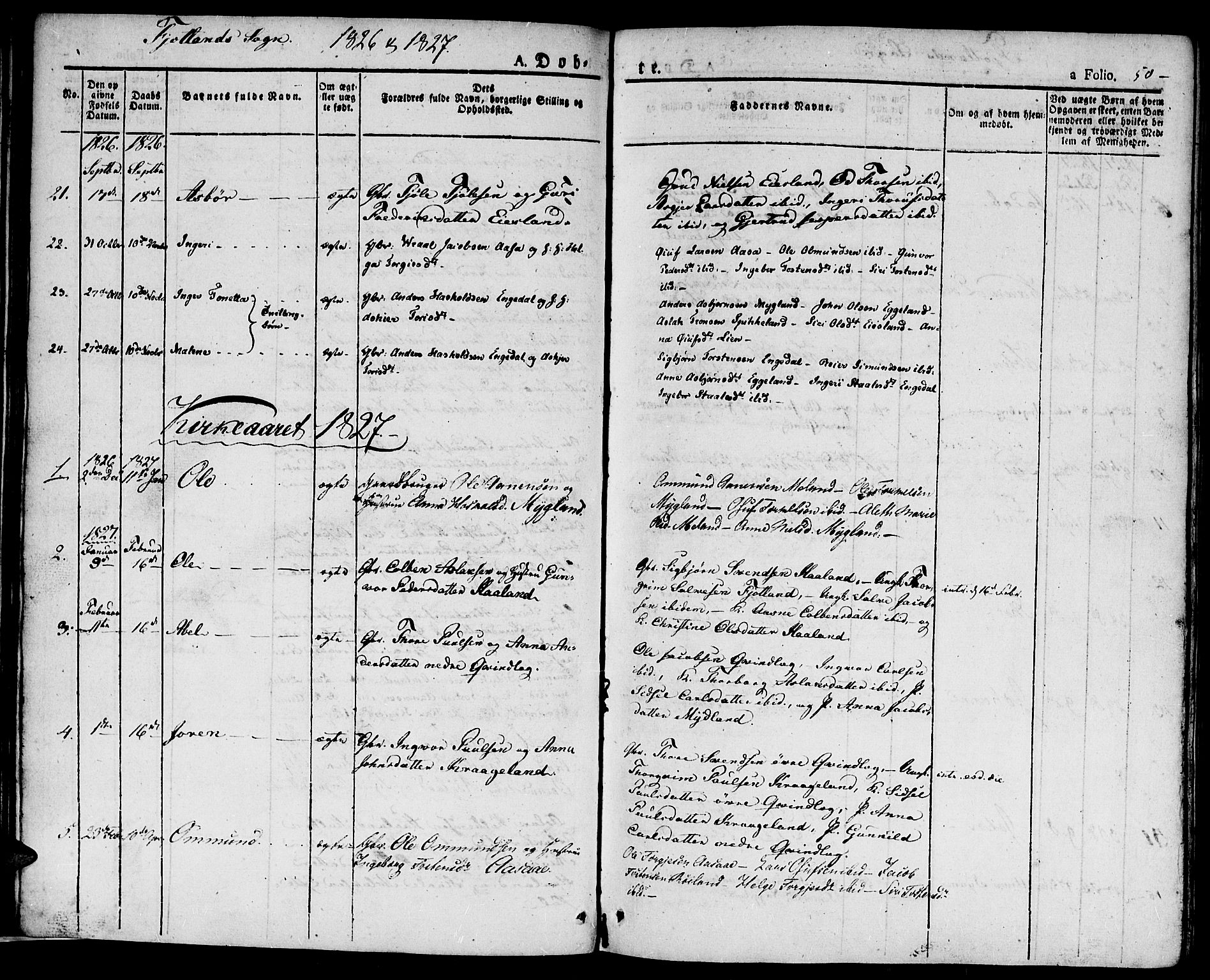 Hægebostad sokneprestkontor, SAK/1111-0024/F/Fa/Faa/L0003: Parish register (official) no. A 3 /2, 1825-1840, p. 50