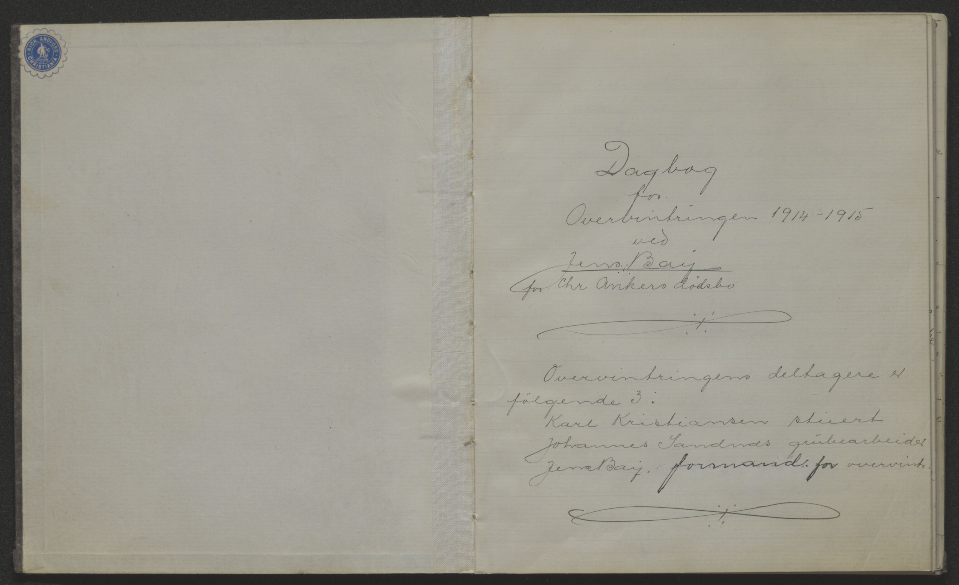 Store Norske Spitsbergen Kulkompani A/S, AV/SATØ-P-0073/01/X15/L0452/0006: Green Harbour / Green Harbour - Dagbok for overvintringen 1914-1915, ved Jens Bay for Chr. Ankers dødsbo, 1914-1915