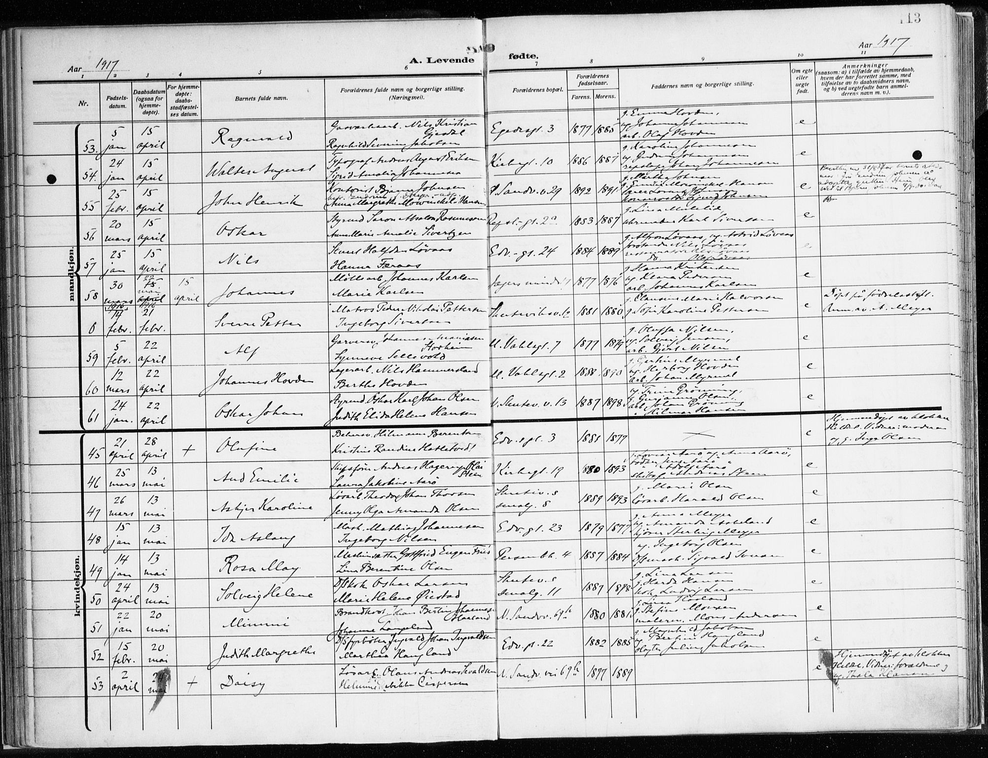 Sandviken Sokneprestembete, SAB/A-77601/H/Ha/L0007: Parish register (official) no. B 4, 1912-1924, p. 113