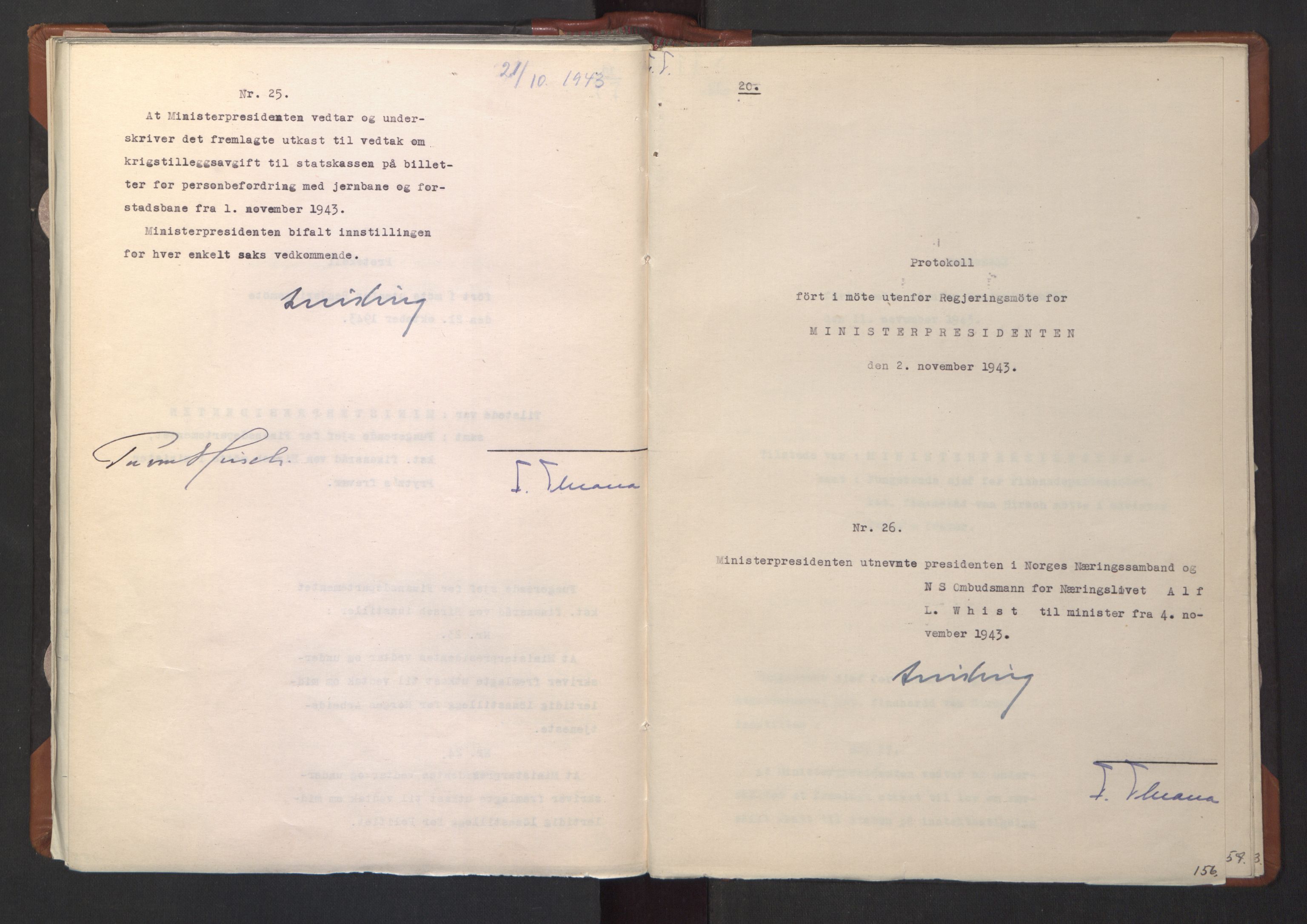NS-administrasjonen 1940-1945 (Statsrådsekretariatet, de kommisariske statsråder mm), AV/RA-S-4279/D/Da/L0003: Vedtak (Beslutninger) nr. 1-746 og tillegg nr. 1-47 (RA. j.nr. 1394/1944, tilgangsnr. 8/1944, 1943, p. 160