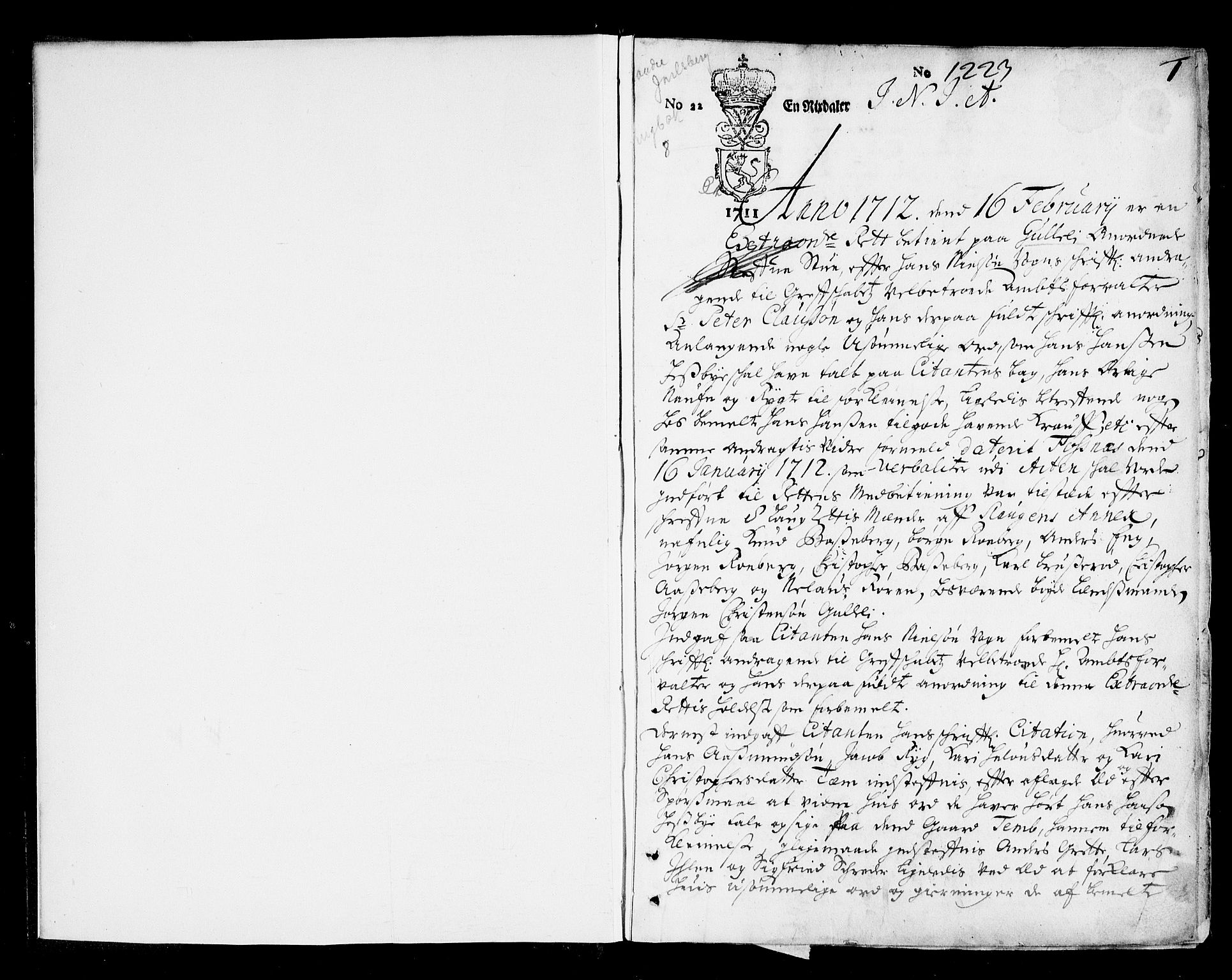 Søndre Jarlsberg sorenskriveri, SAKO/A-129/F/Fa/L0008: Tingbok, 1712-1715, p. 1