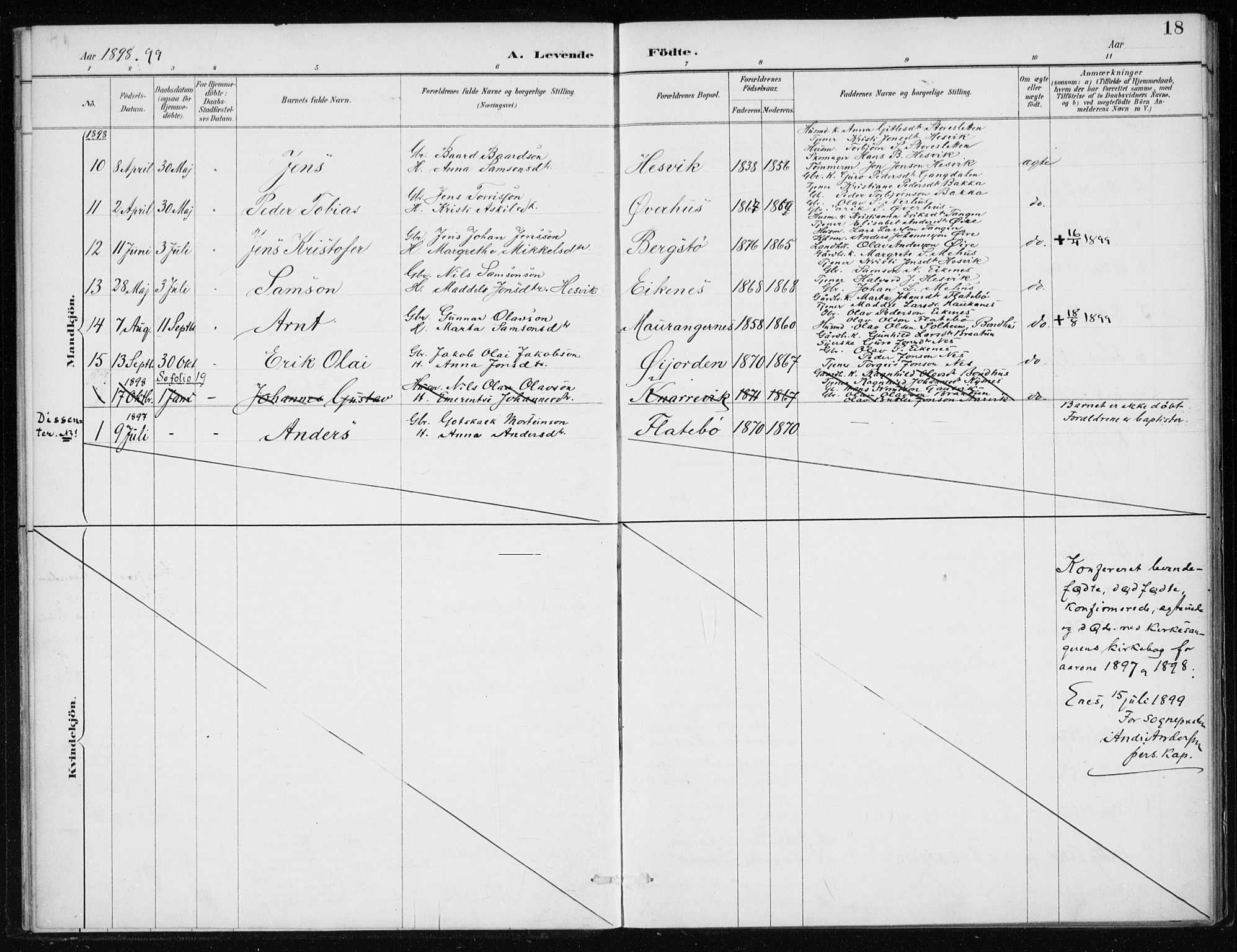 Kvinnherad sokneprestembete, SAB/A-76401/H/Haa: Parish register (official) no. F 1, 1887-1912, p. 18