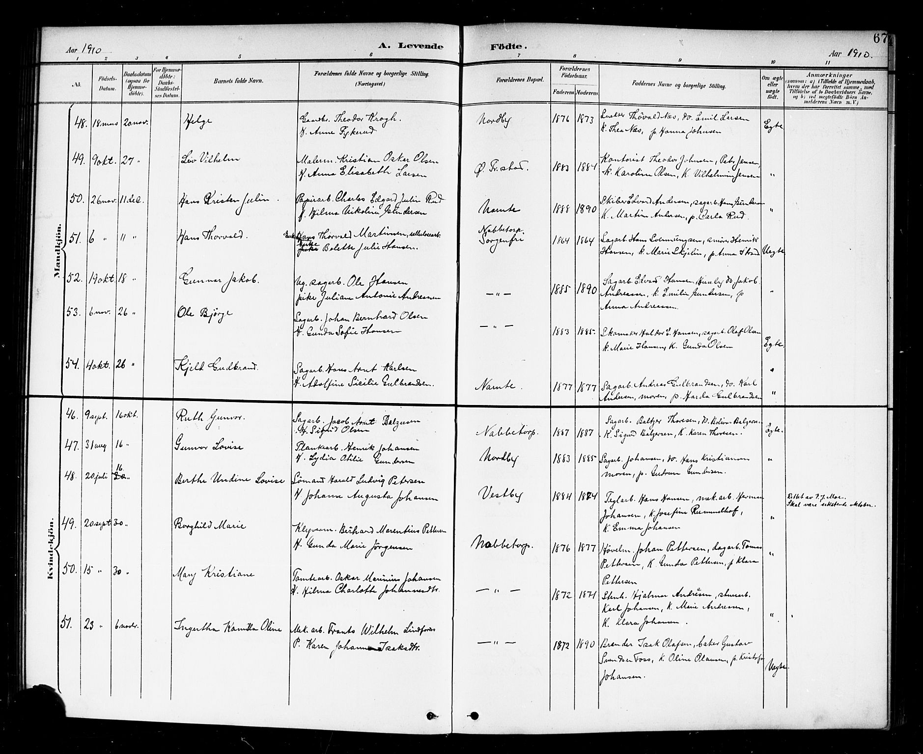 Østre Fredrikstad prestekontor Kirkebøker, AV/SAO-A-10907/G/Ga/L0002: Parish register (copy) no. 2, 1900-1919, p. 67