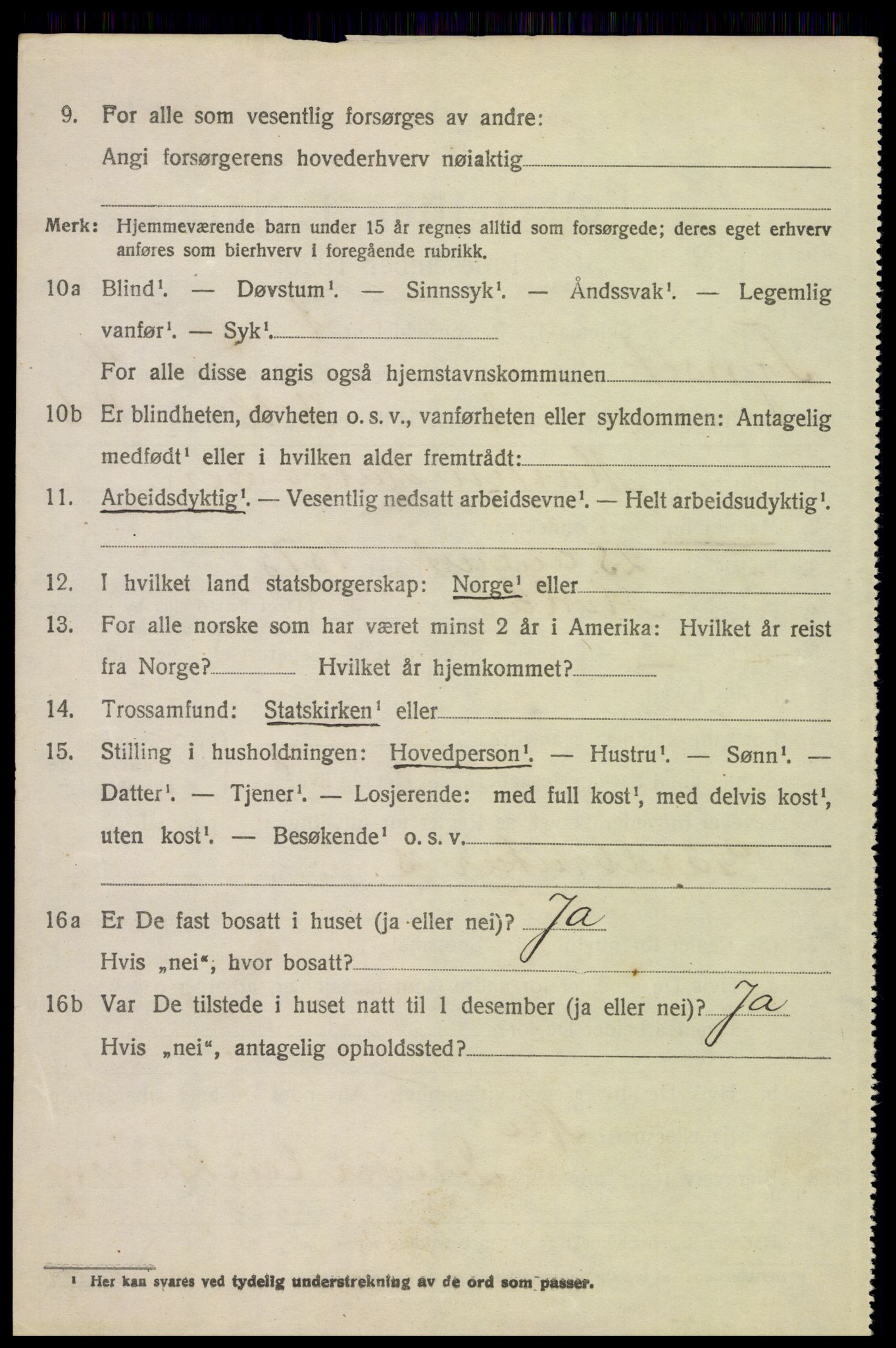 SAH, 1920 census for Tynset, 1920, p. 3187