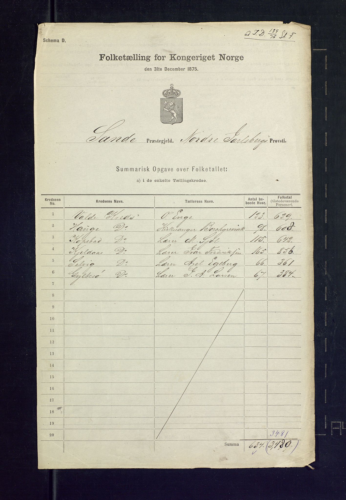 SAKO, 1875 census for 0713P Sande, 1875, p. 37
