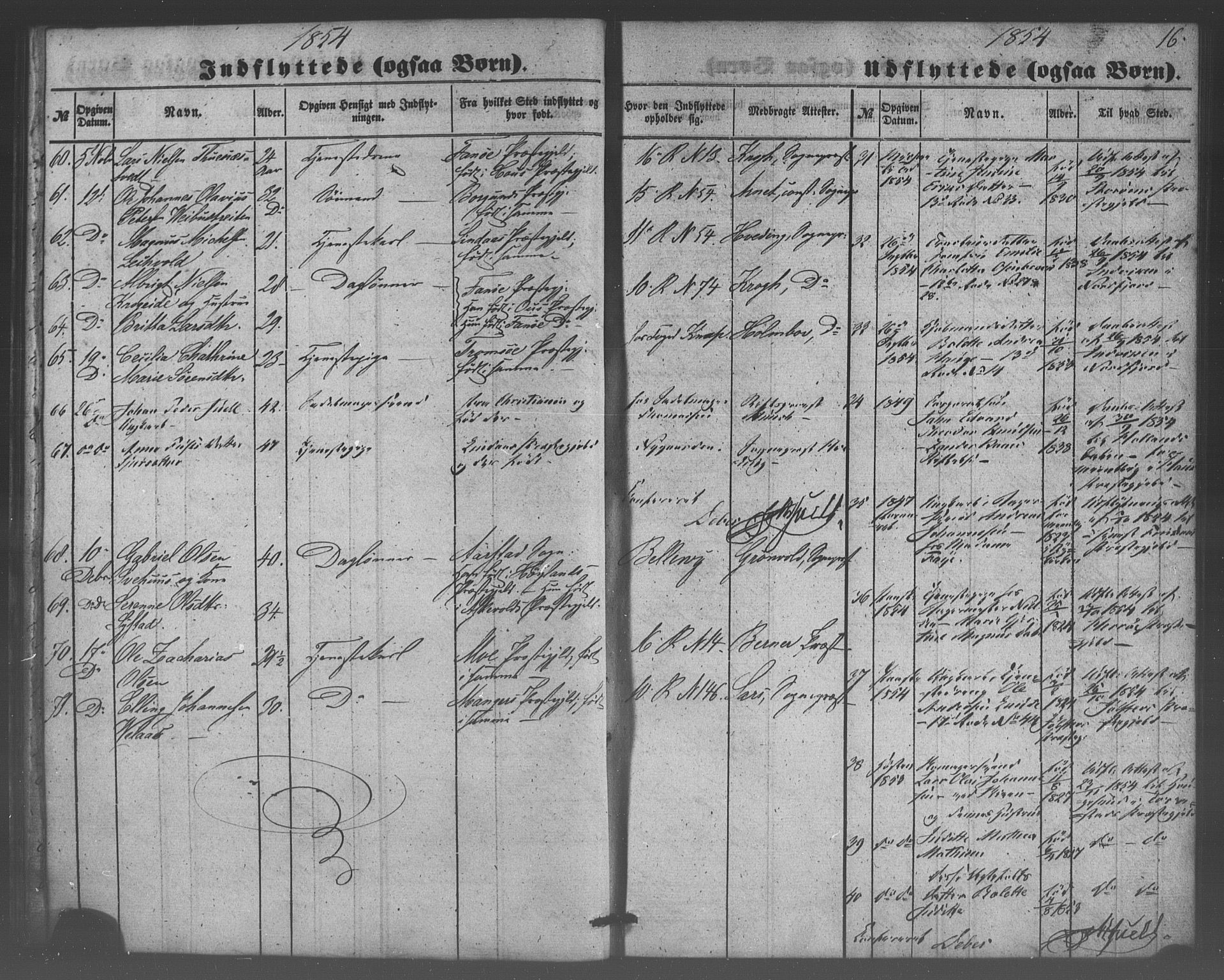 Domkirken sokneprestembete, SAB/A-74801/H/Haa/L0047: Parish register (official) no. F 2, 1852-1868, p. 16