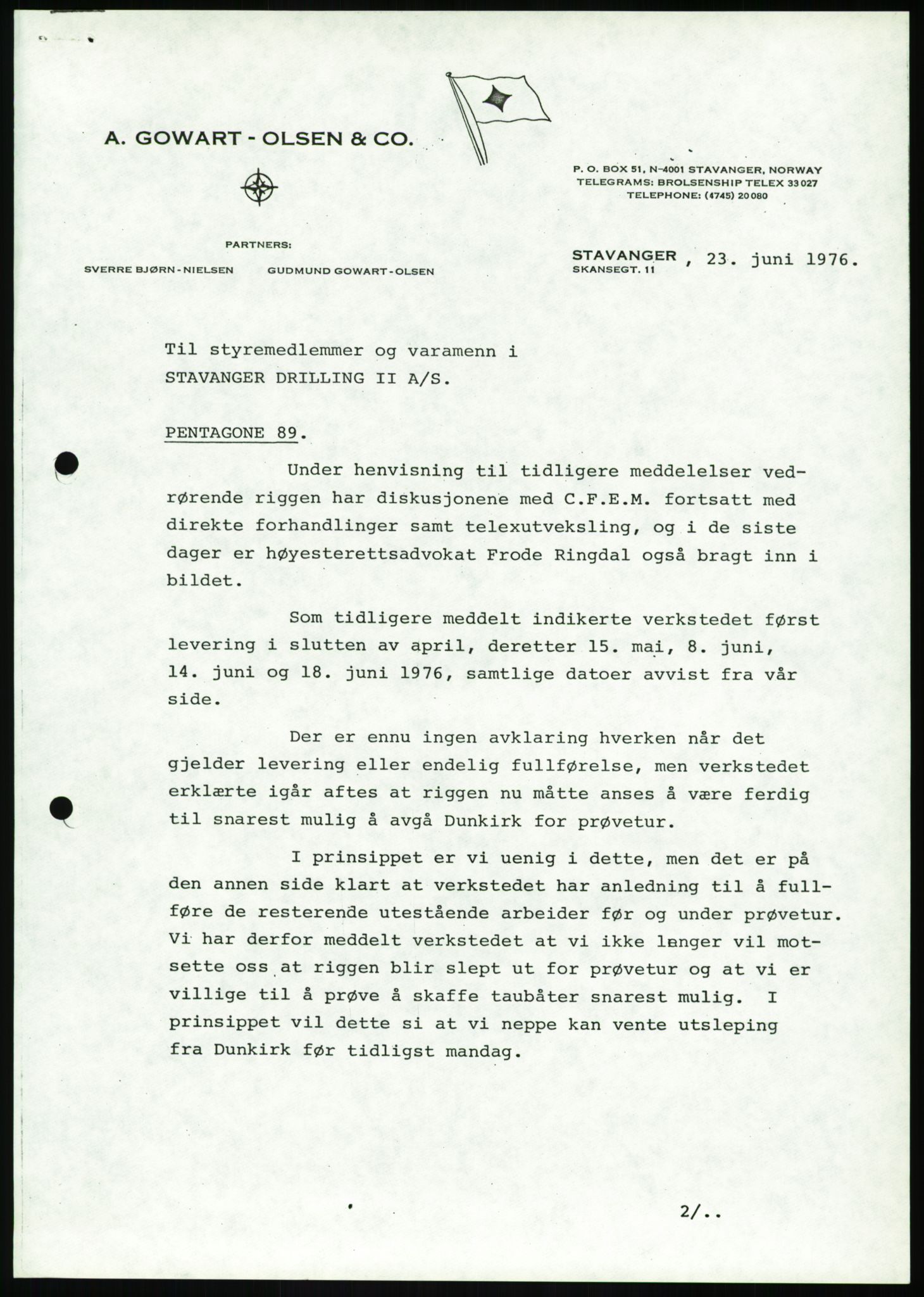 Pa 1503 - Stavanger Drilling AS, AV/SAST-A-101906/A/Ab/Abc/L0006: Styrekorrespondanse Stavanger Drilling II A/S, 1974-1977, p. 11