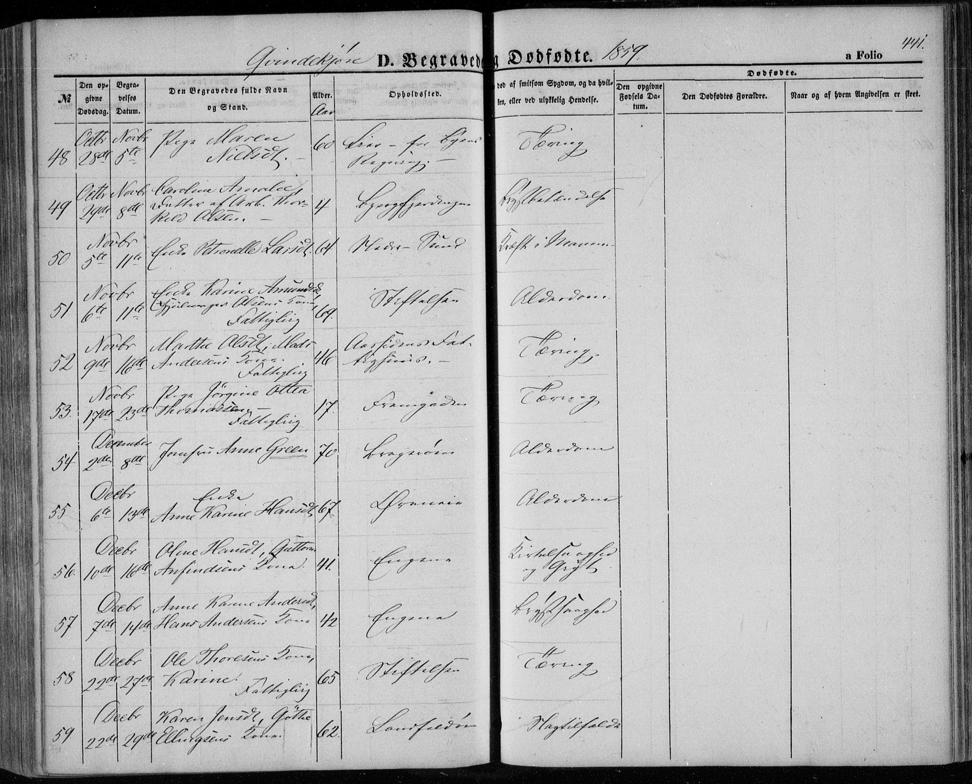 Bragernes kirkebøker, AV/SAKO-A-6/F/Fb/L0002: Parish register (official) no. II 2, 1848-1859, p. 441