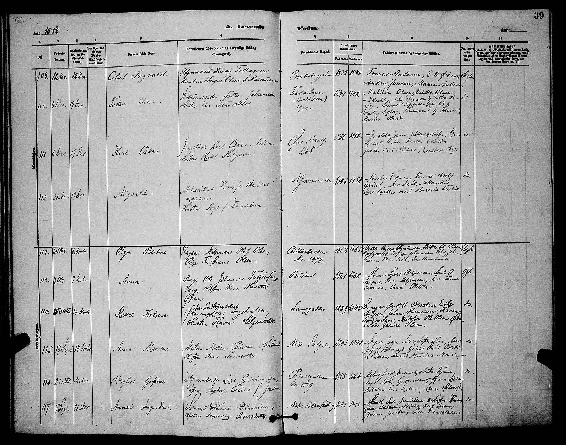 St. Johannes sokneprestkontor, AV/SAST-A-101814/001/30/30BB/L0001: Parish register (copy) no. B 1, 1885-1897, p. 39