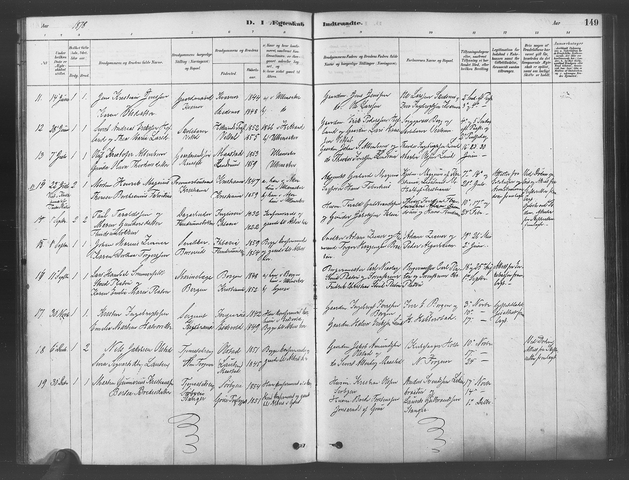 Ullensaker prestekontor Kirkebøker, SAO/A-10236a/F/Fa/L0019: Parish register (official) no. I 19, 1878-1891, p. 149
