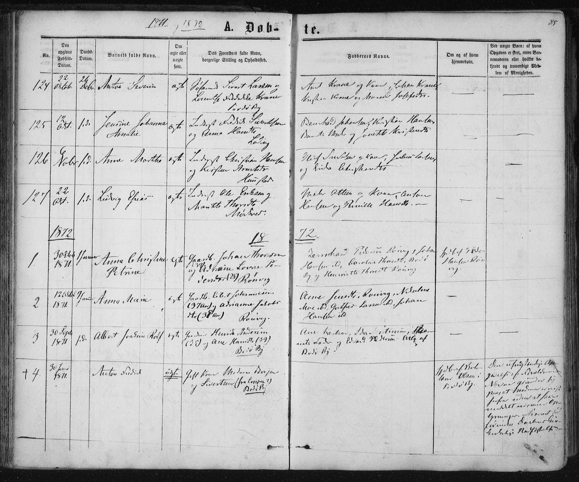 Ministerialprotokoller, klokkerbøker og fødselsregistre - Nordland, SAT/A-1459/801/L0008: Parish register (official) no. 801A08, 1864-1875, p. 85
